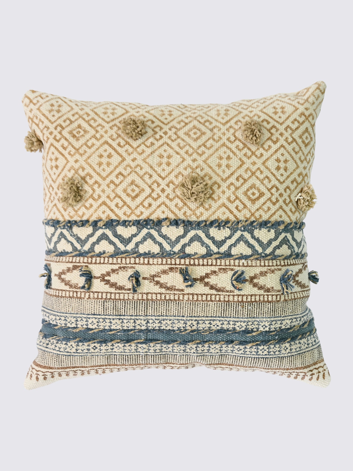 Zava Block-Printed Square Cushion Cover