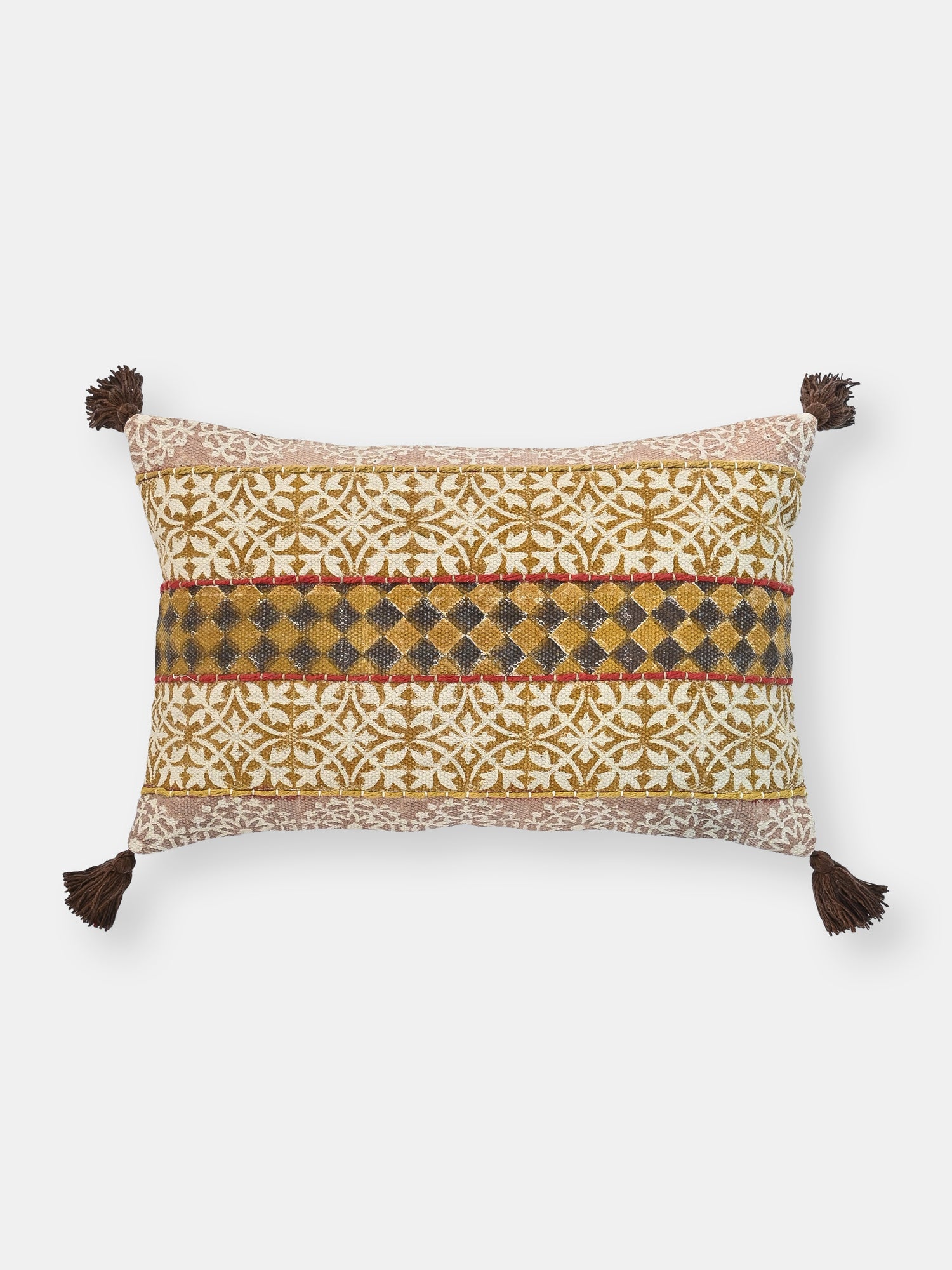 Sunflare Block-Printed Lumbar Cushion Cover