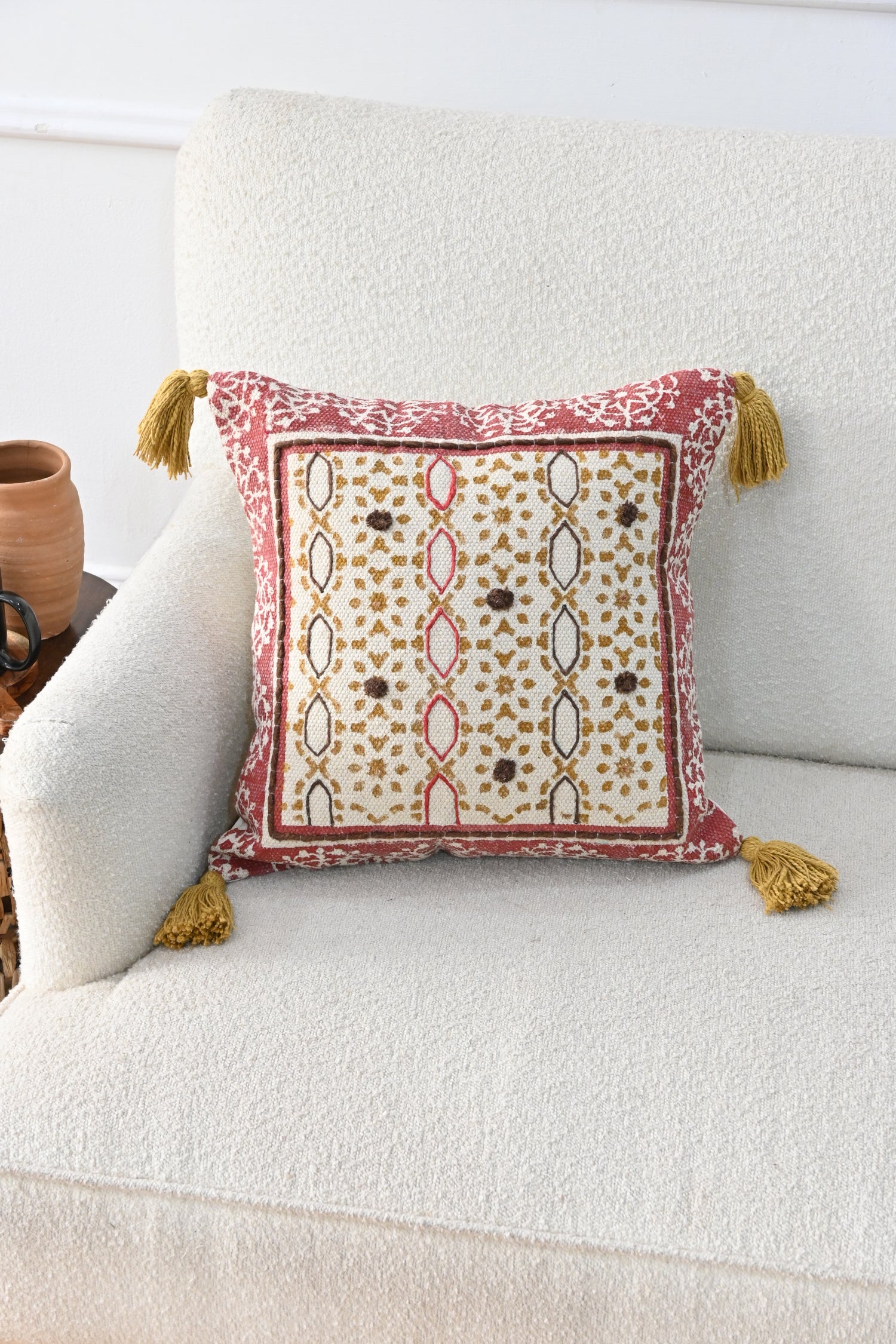 Marigold Block-Printed Square Cushion Cover