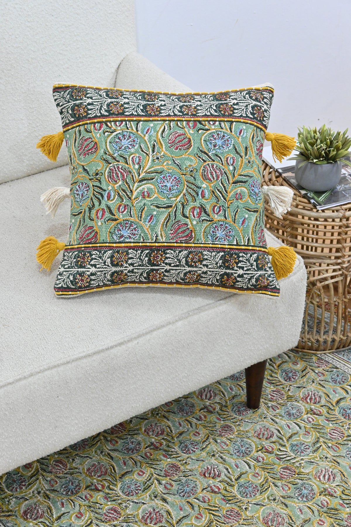 Zahra Block-Printed Square Cushion Cover