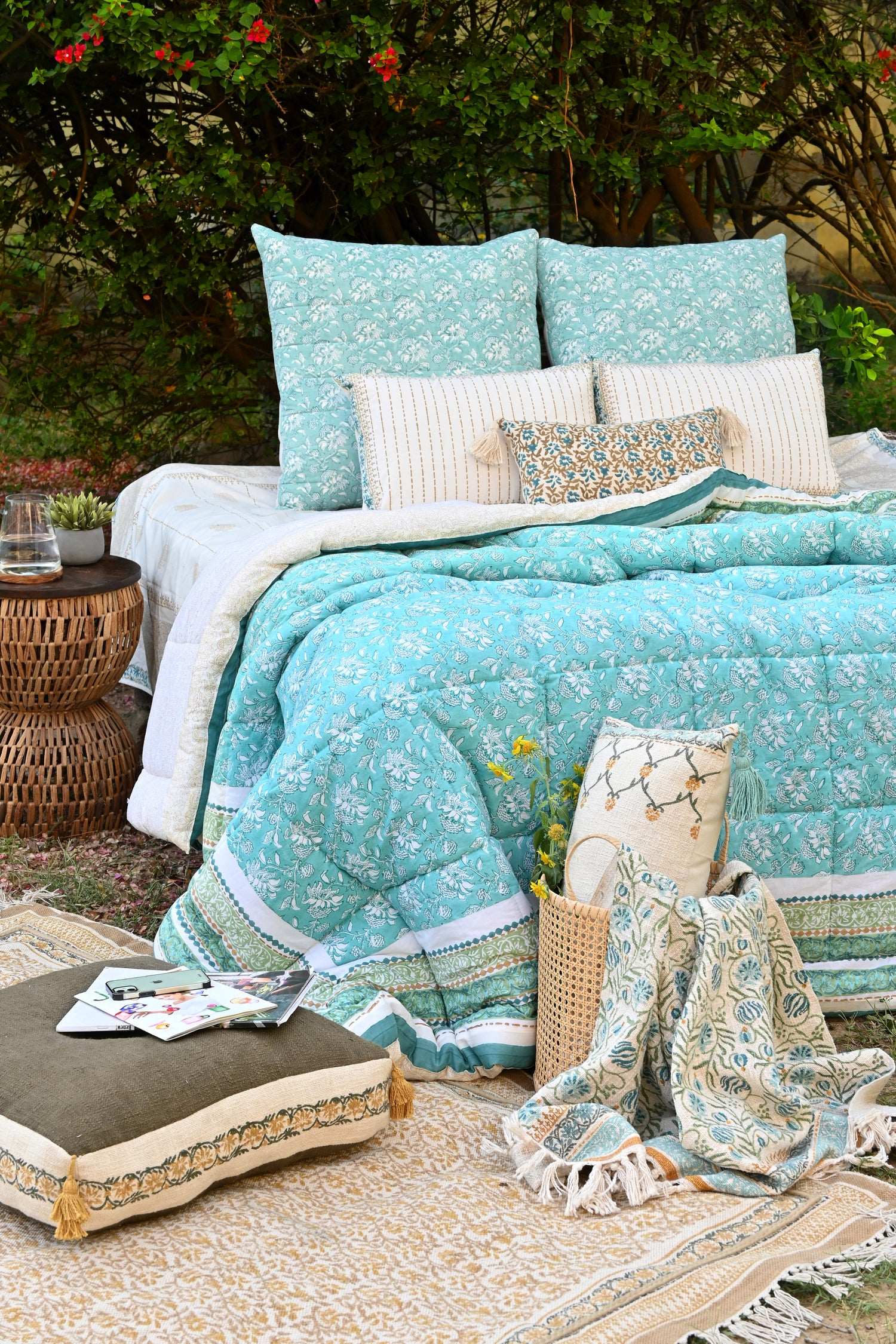 Tulairis Block-Printed Square Cushion Cover