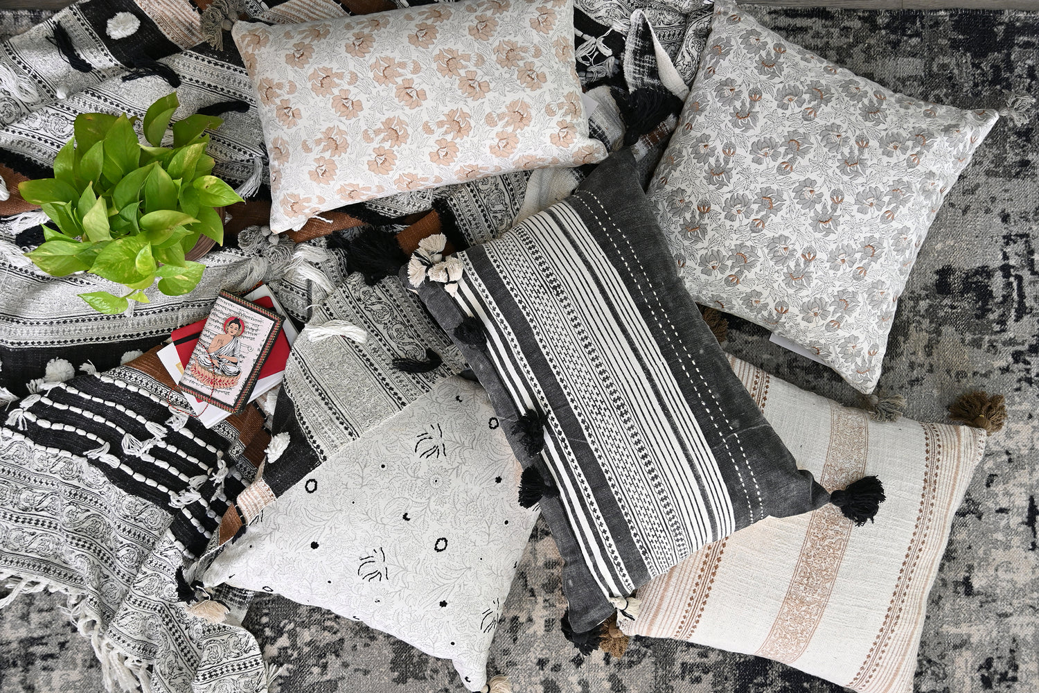 Zemra Block-Printed Square Cushion Cover