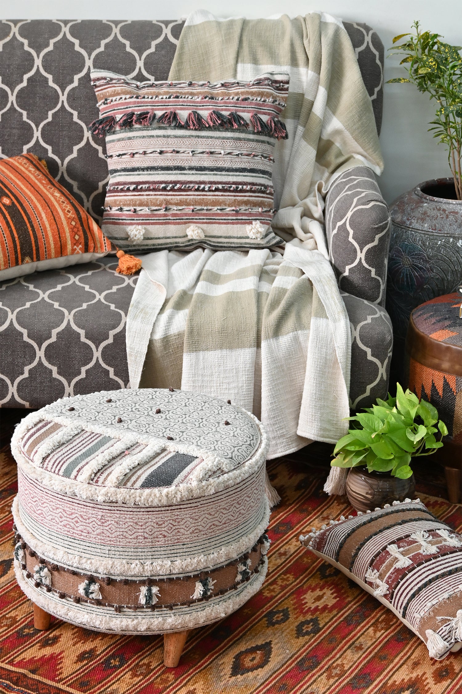 Vayari Block-Printed Square Cushion Cover