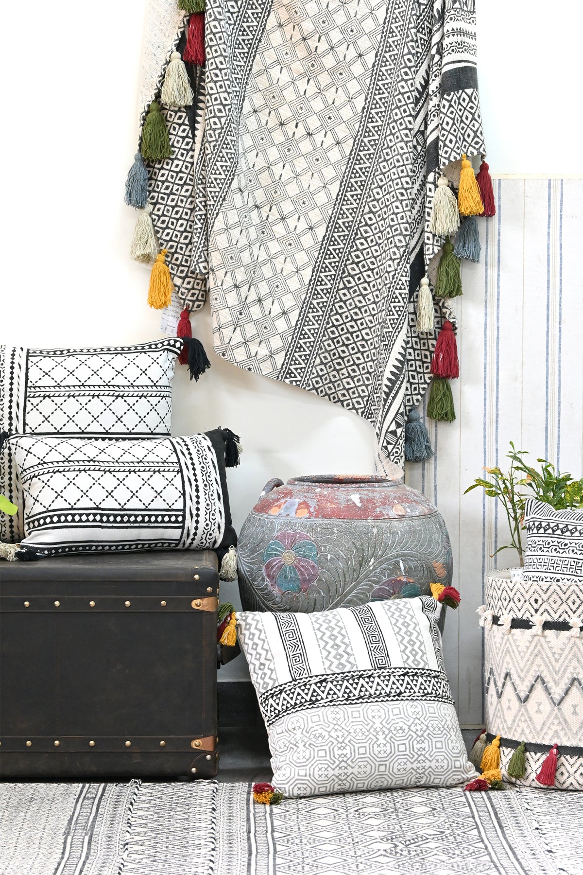 Ravya Block-Printed Square Cushion Cover