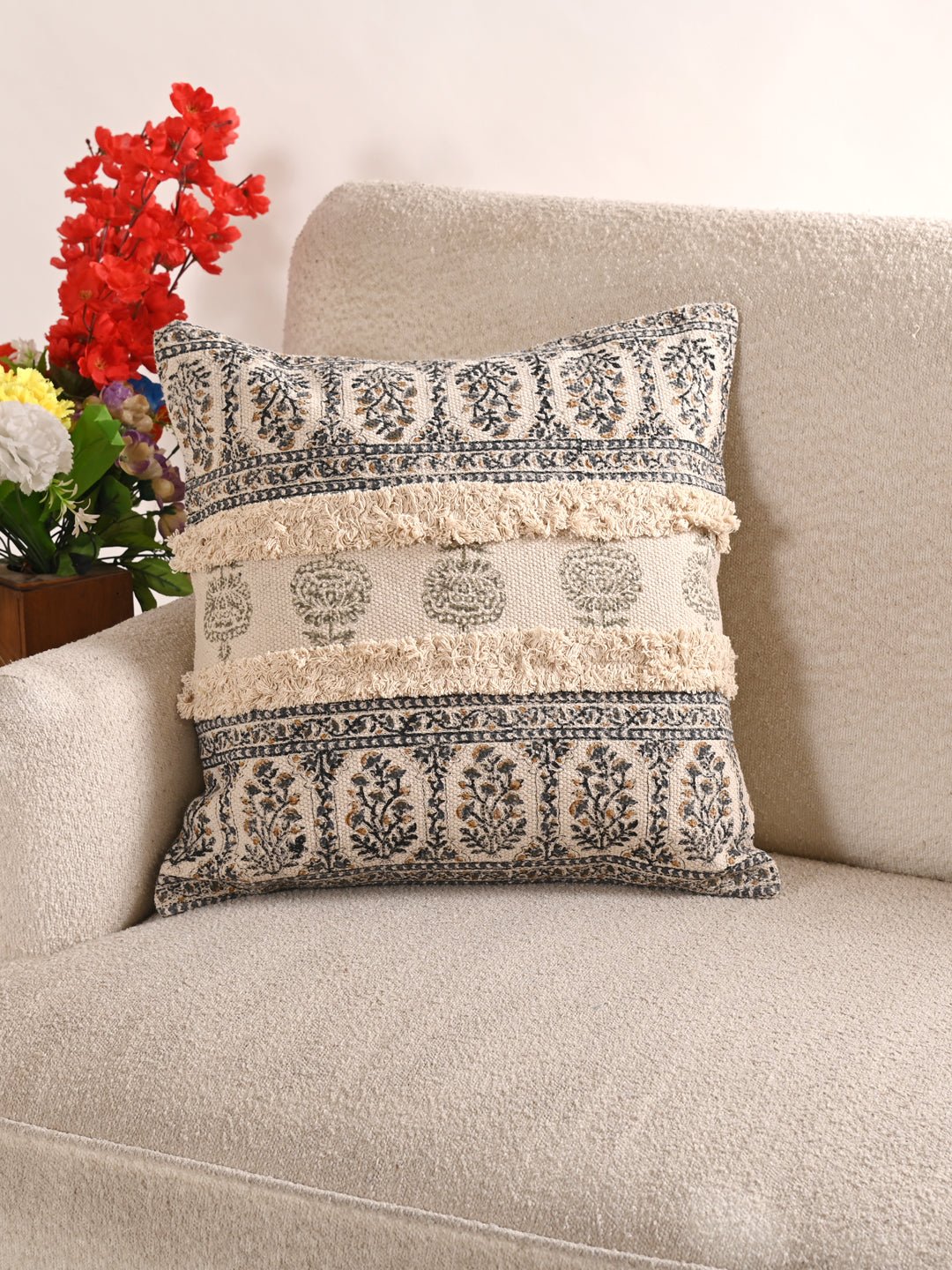 KETAK - COTTON PRINTED SQUARE CUSHION COVER - ART AVENUE