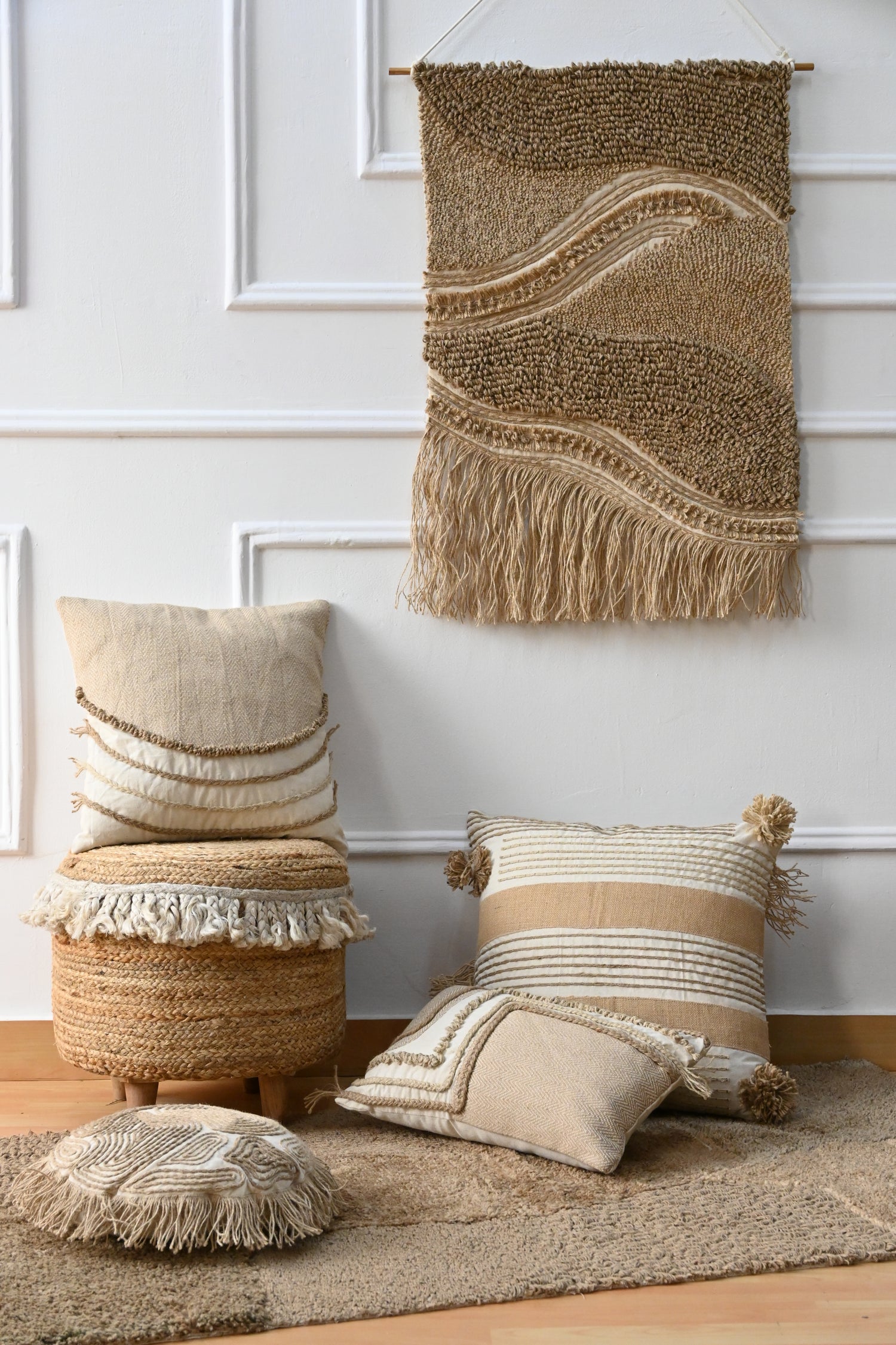 Taupe Handwoven Square Cushion Cover