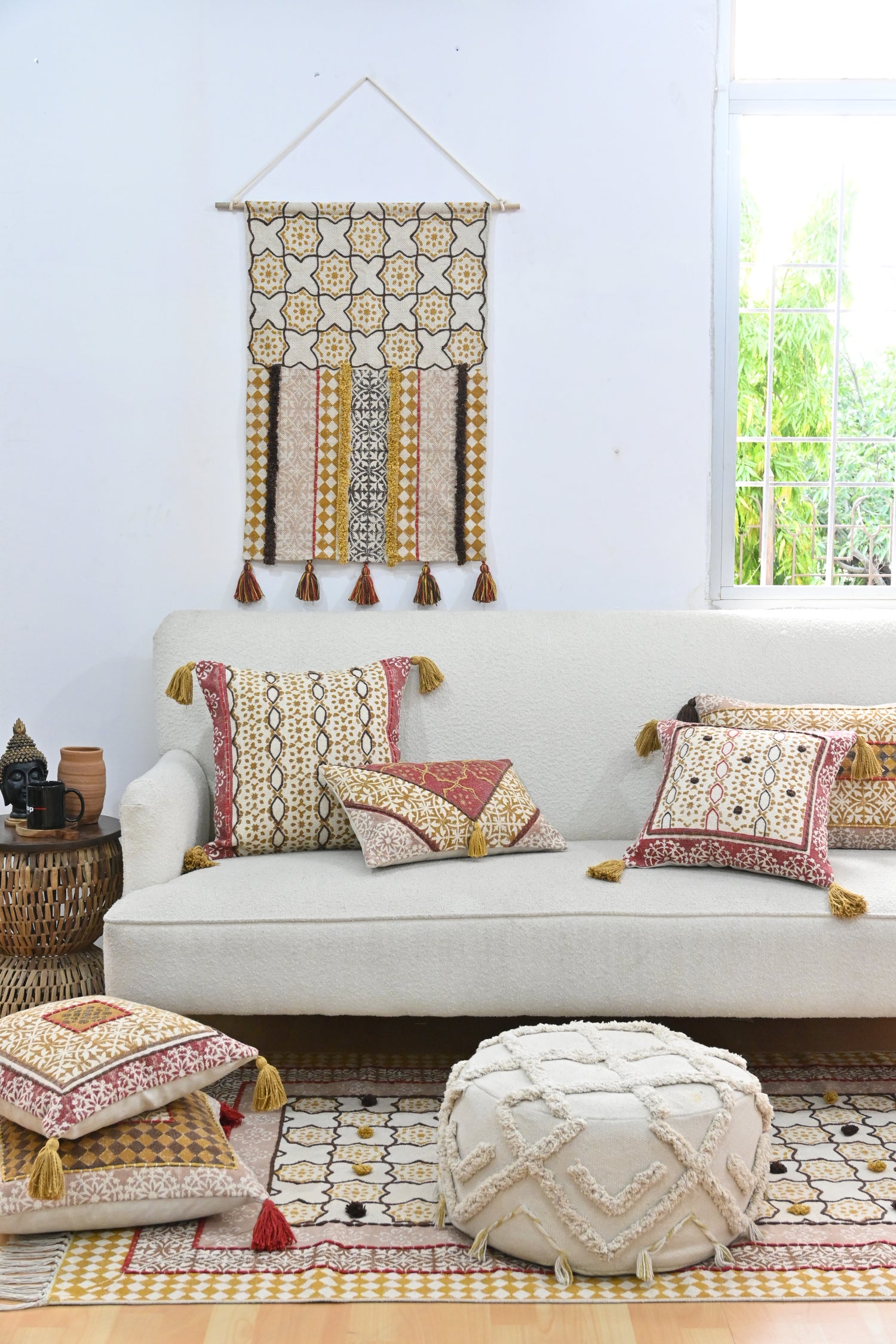 Emberly Block-Printed Square Cushion Cover