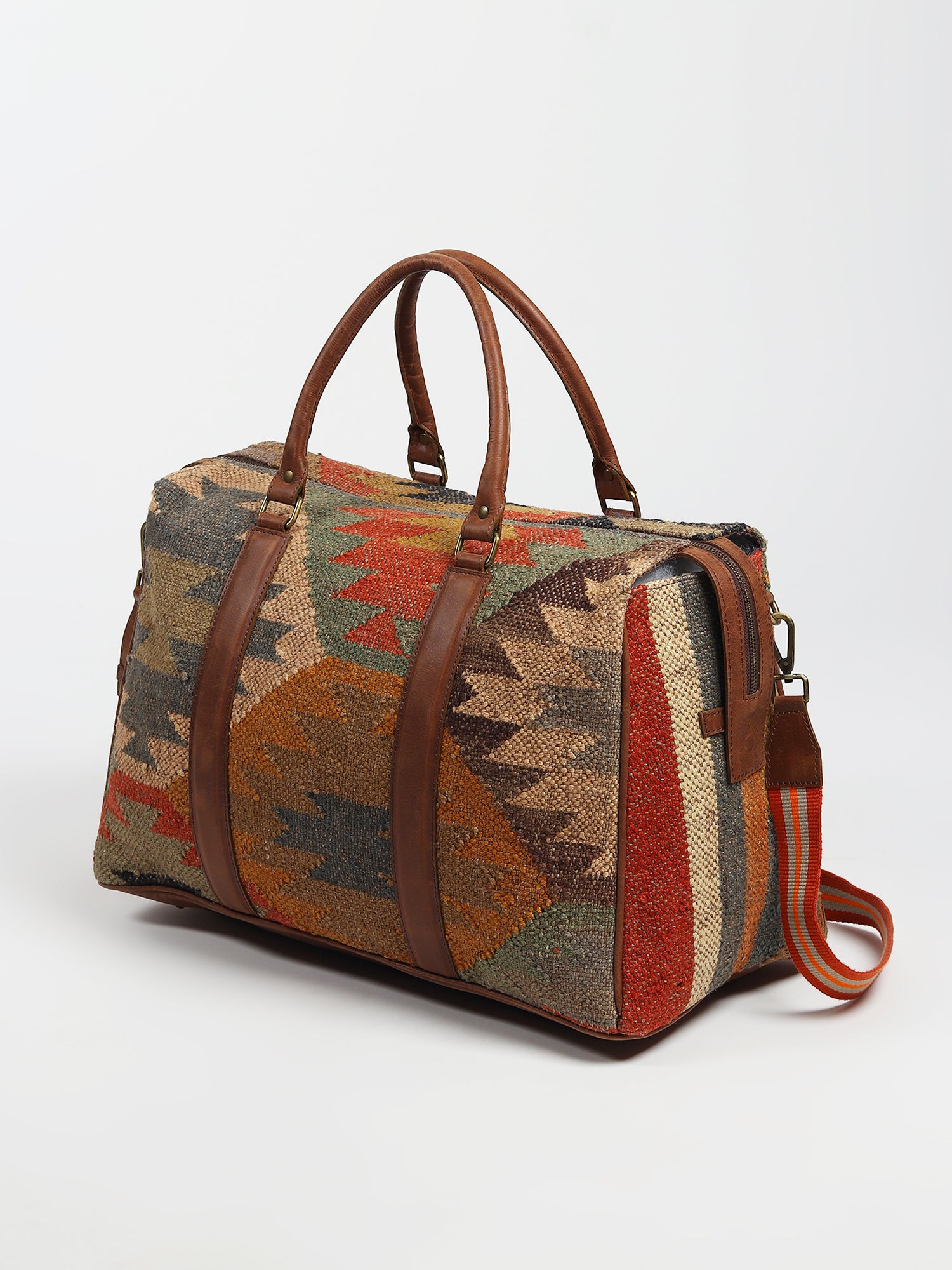 Sharant kilim duffle bag hardware detail — Art Avenue