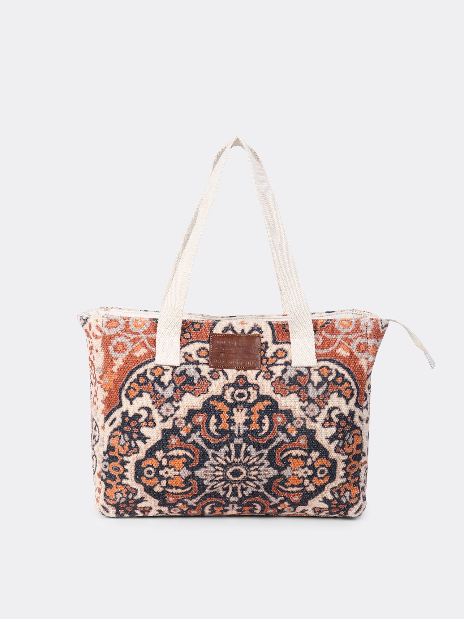 Marquess block-printed tote bag, side view — Art Avenue