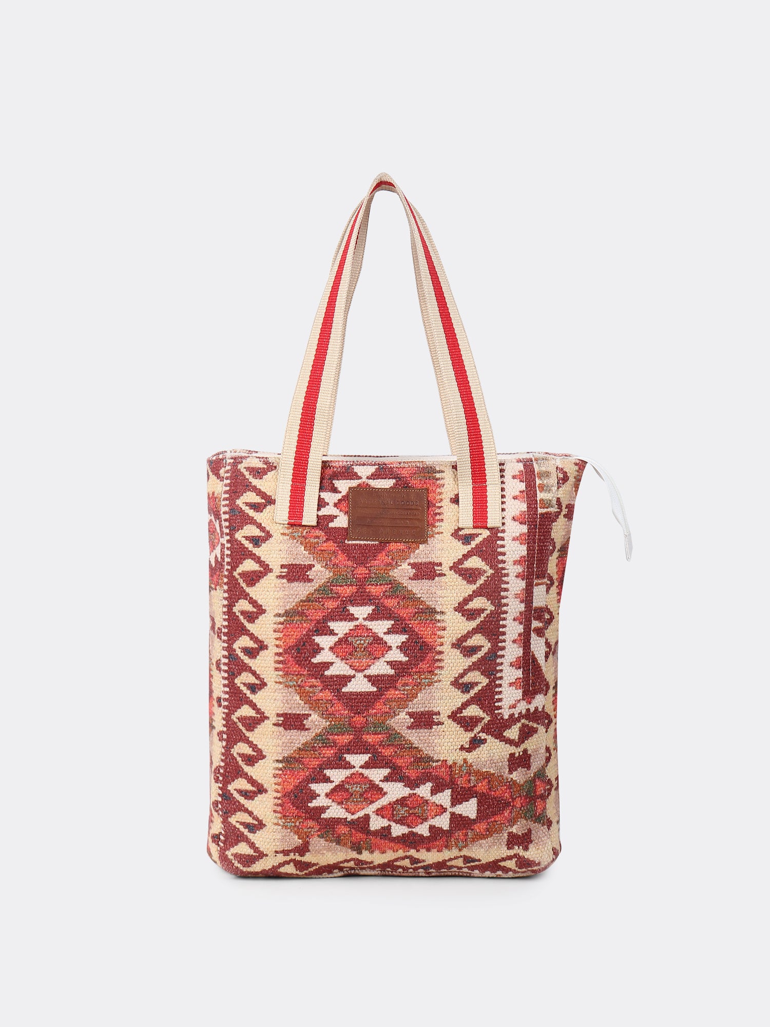 Valmora block-printed tote bag, side view — Art Avenue