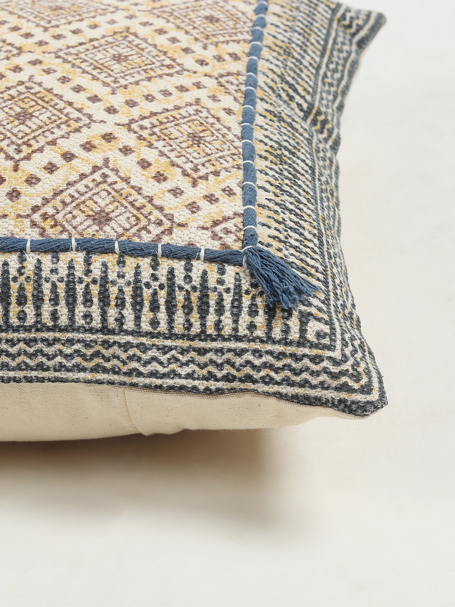Gazbia Block-Printed Square Cushion Cover