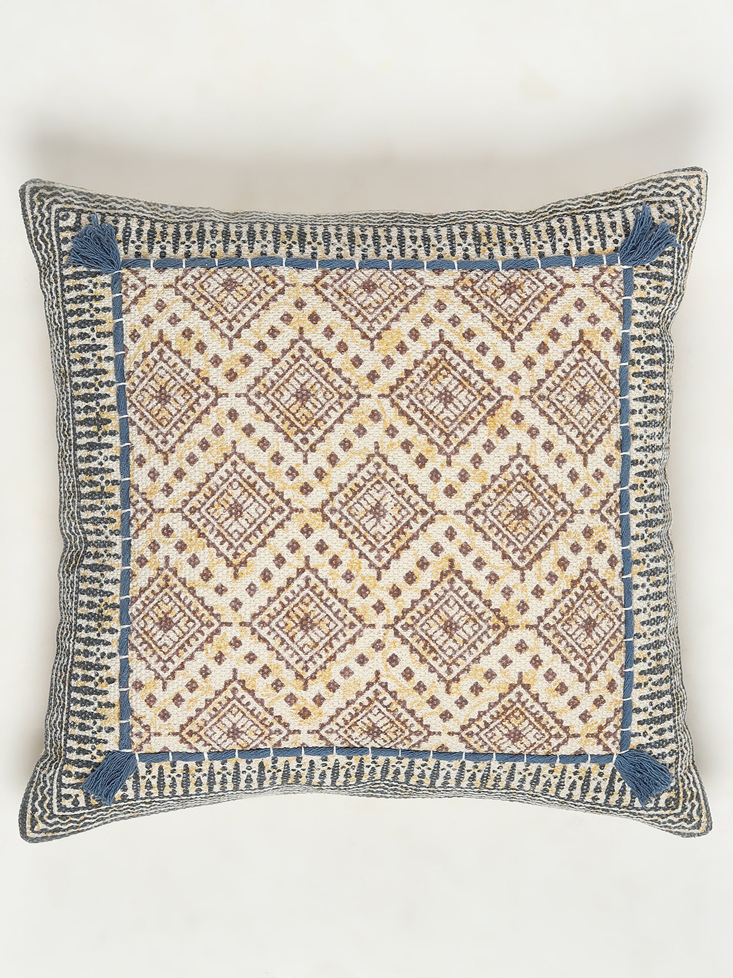 Gazbia Block-Printed Square Cushion Cover