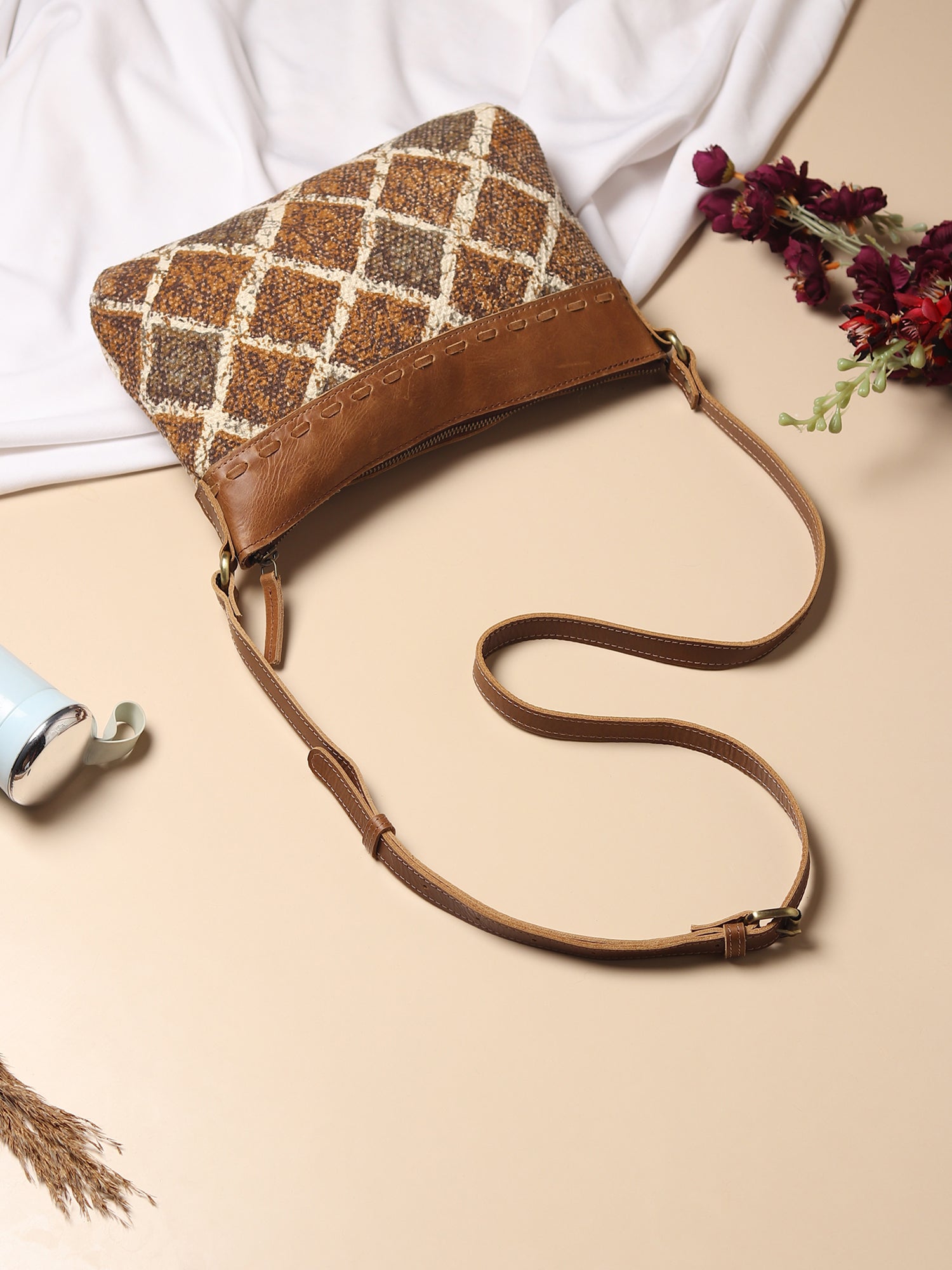 Allambee printed fabric sling bag detail — Art Avenue