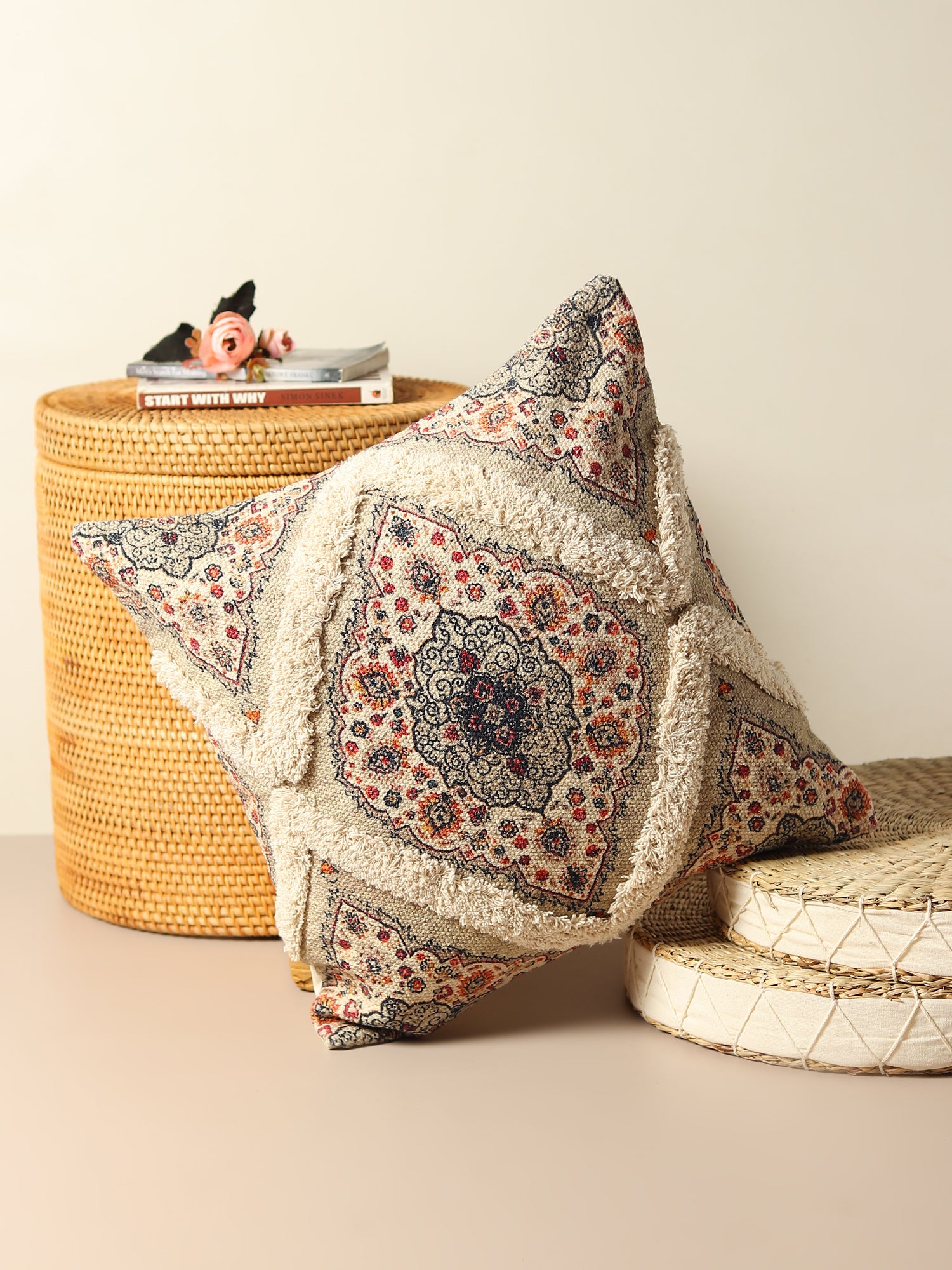 Sherpa Printed Shaggy Square Cushion Cover — Multicolour — Art Avenue