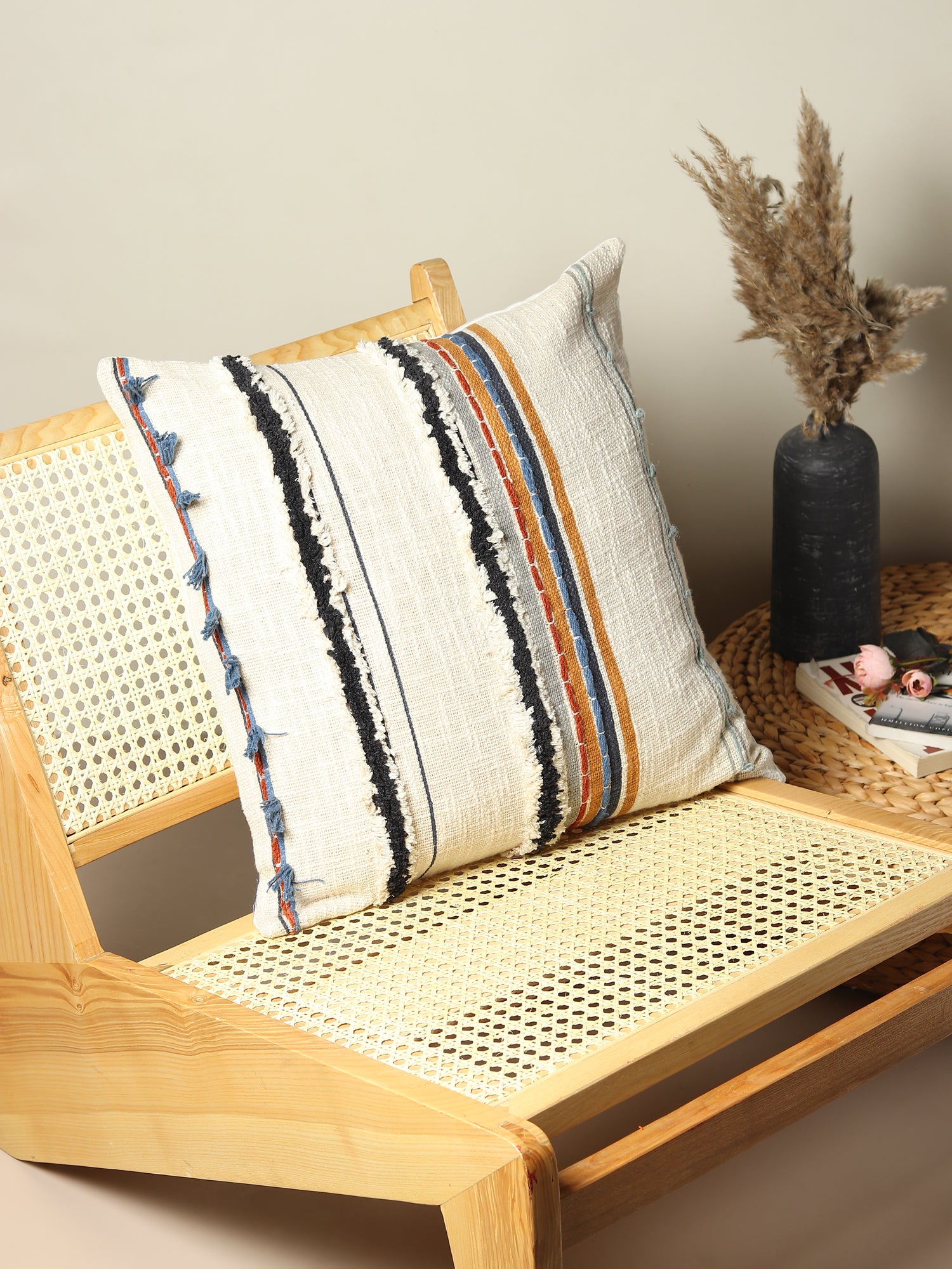 Evanthe Printed Tufted Square Cushion Cover