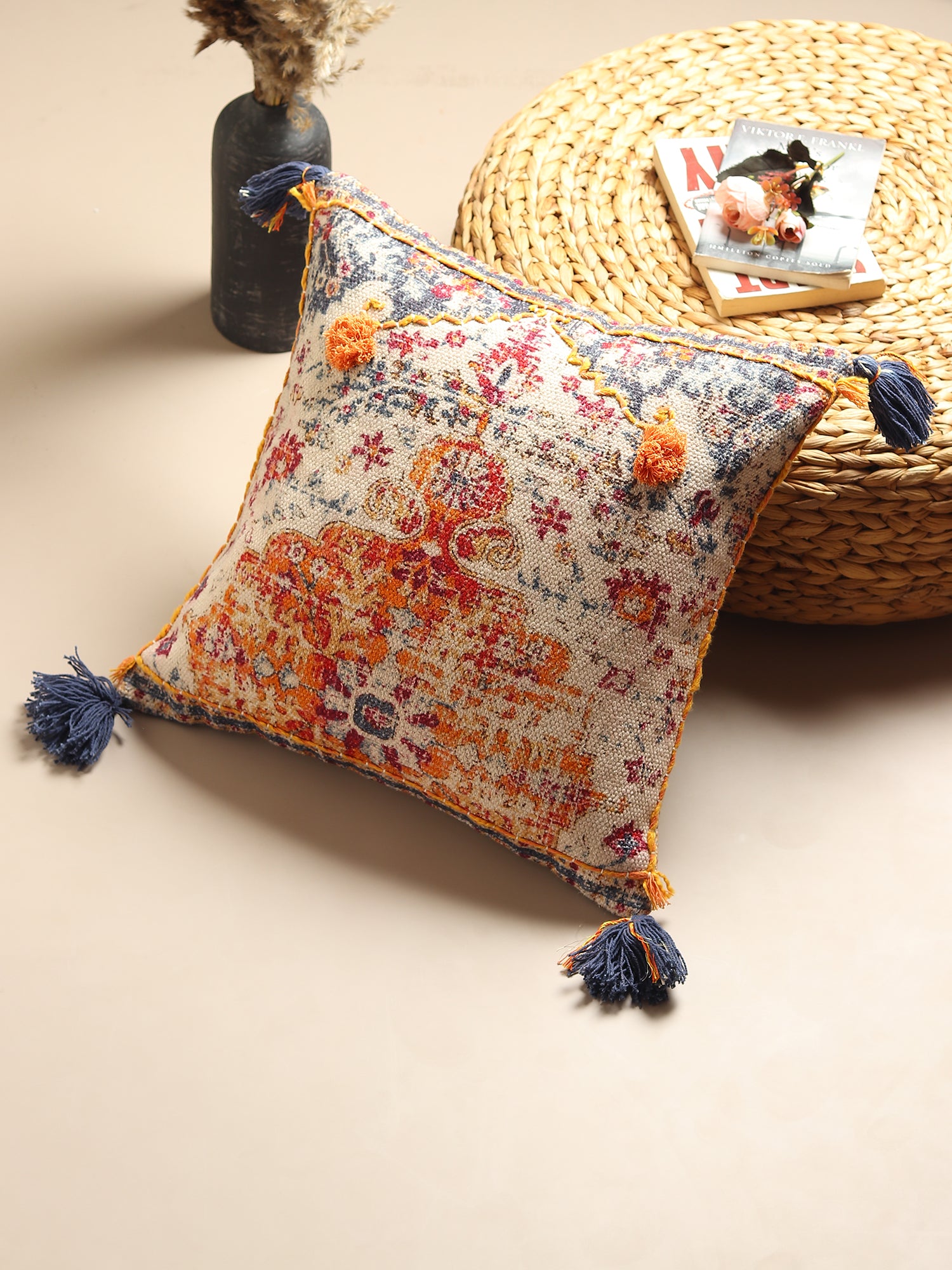 Alstro Block-Printed Square Cushion Cover