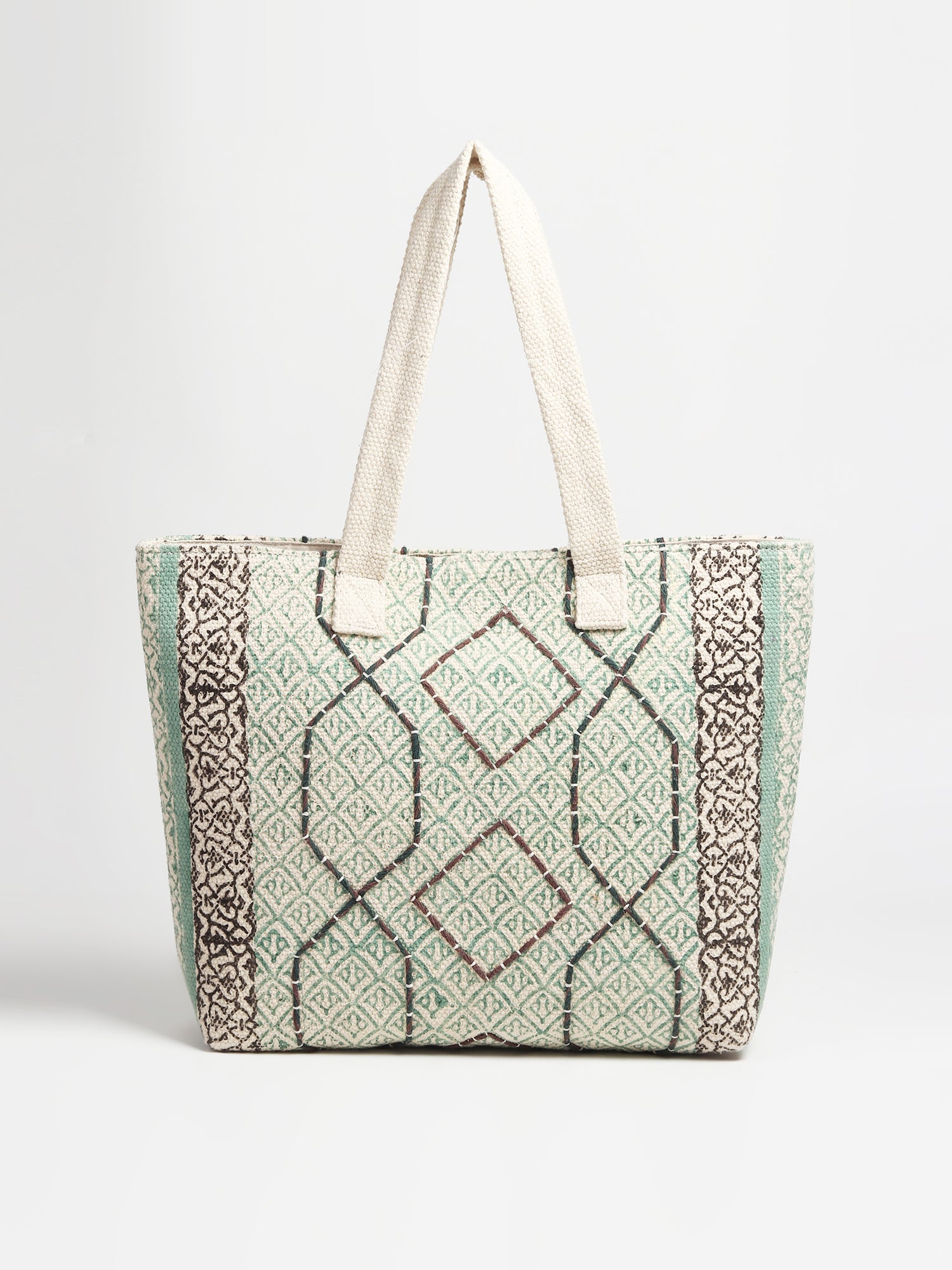 Flora cotton tote bag interior — Art Avenue