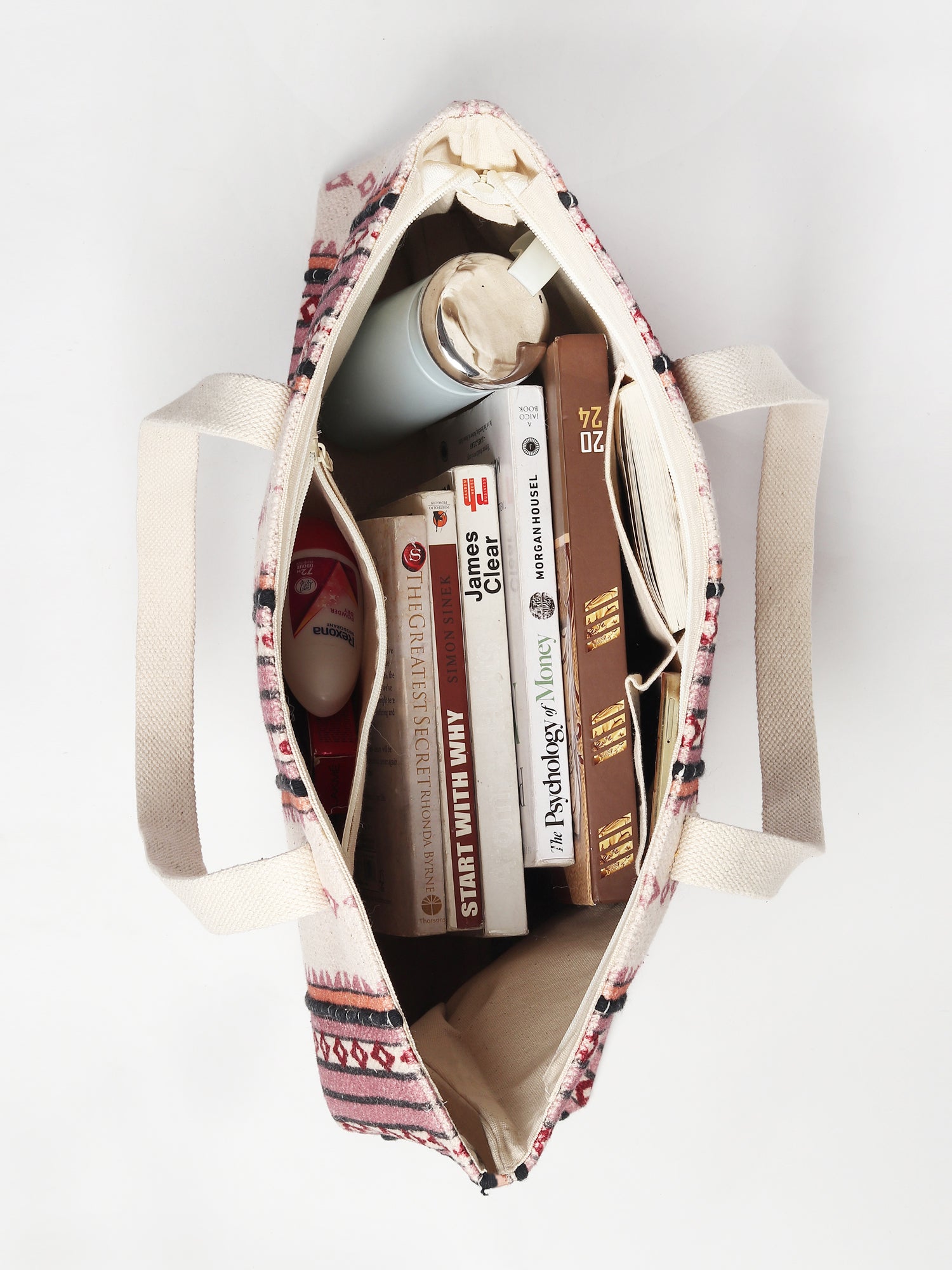 Greek block-printed tote bag alternate view — Art Avenue
