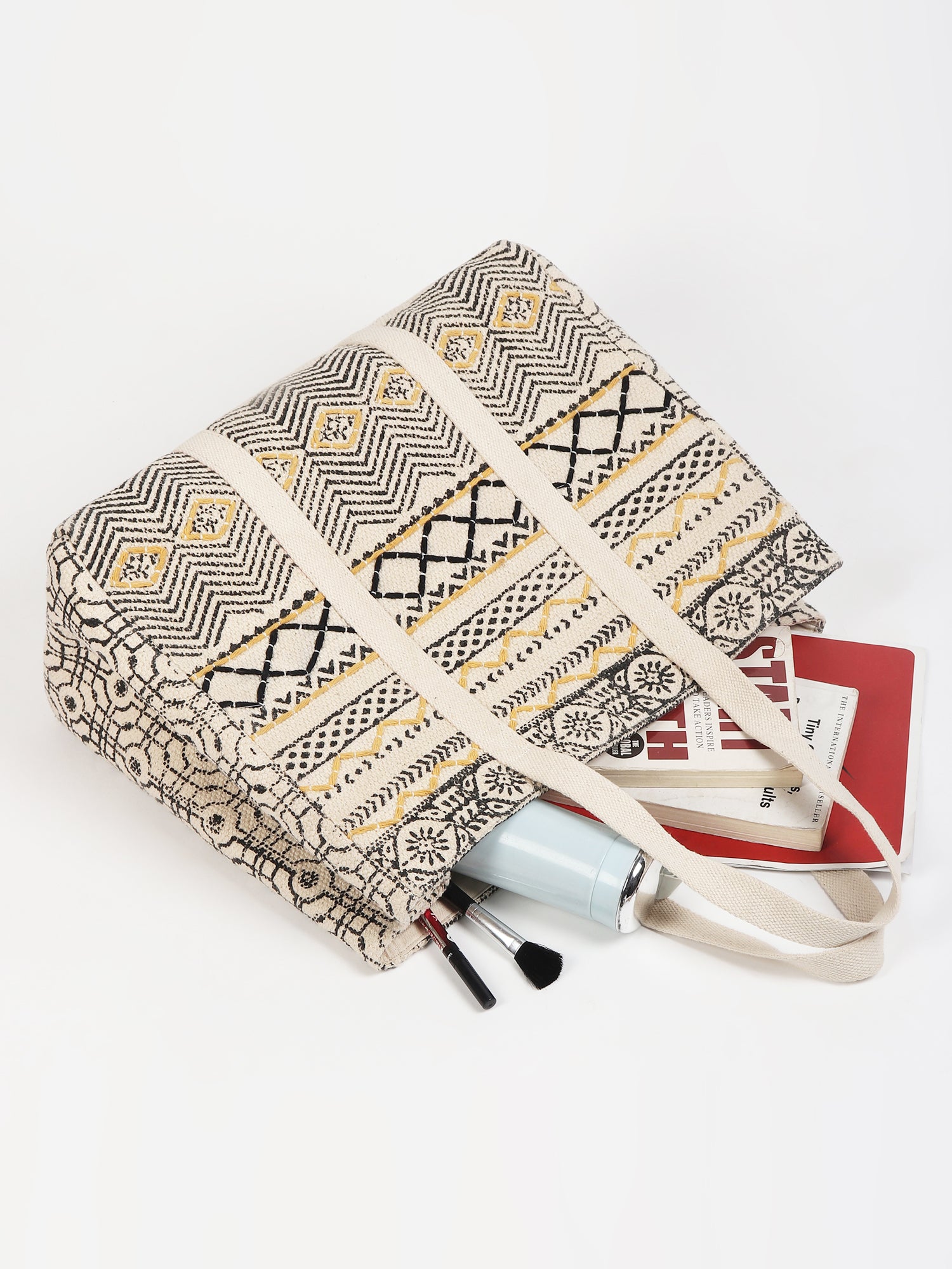 Banias block-printed tote bag alternate view — Art Avenue