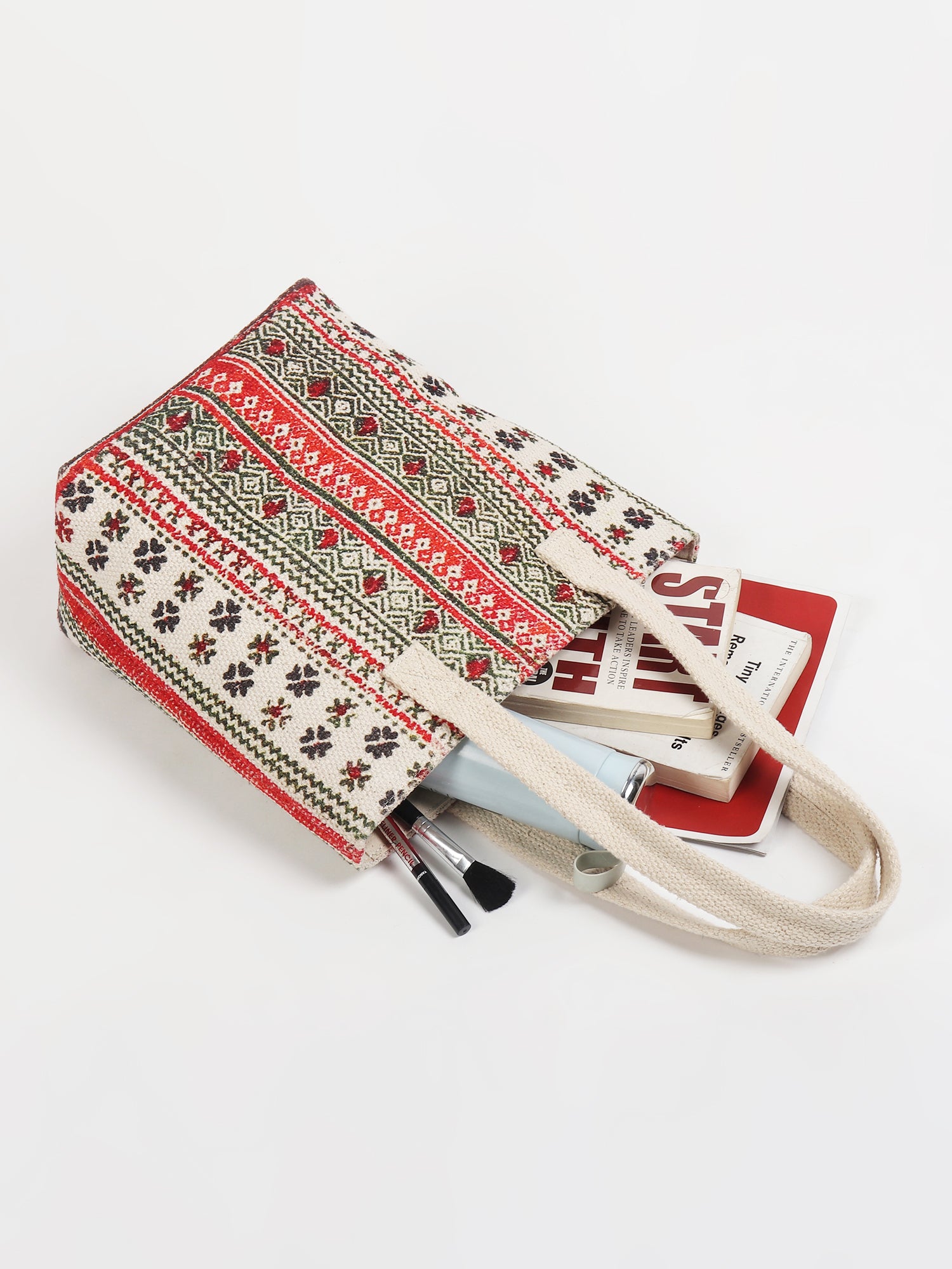 Beckon block-printed tote bag alternate angle — Art Avenue