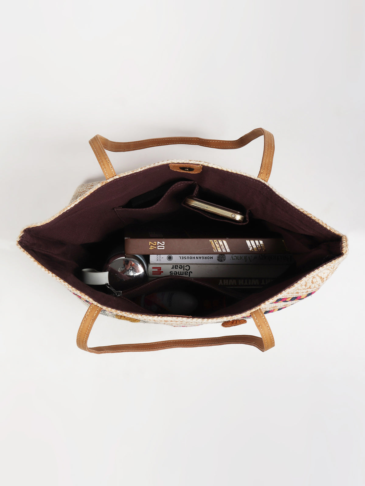 Maize block-printed cotton tote bag flat lay — Art Avenue
