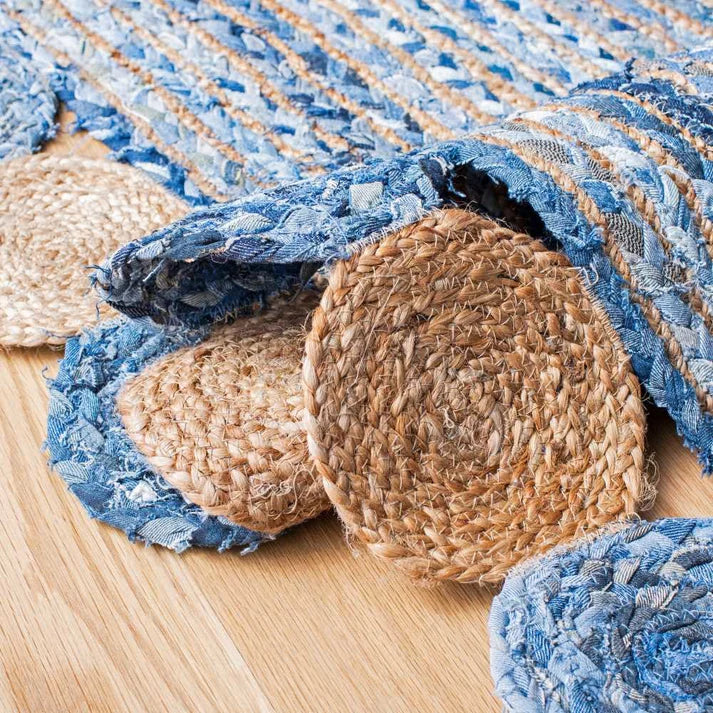 Civilian jute denim braided rug — texture detail — Art Avenue