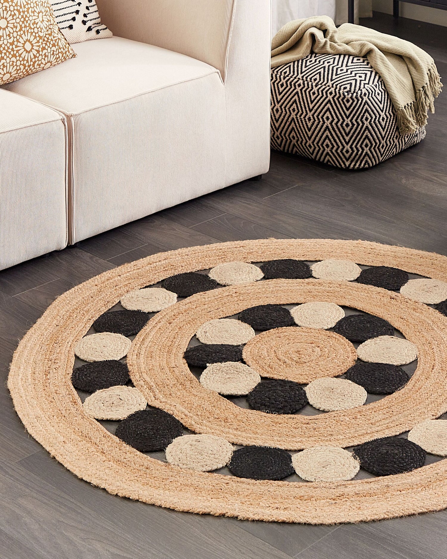Nelson Round Braided Jute & Chindi Rug