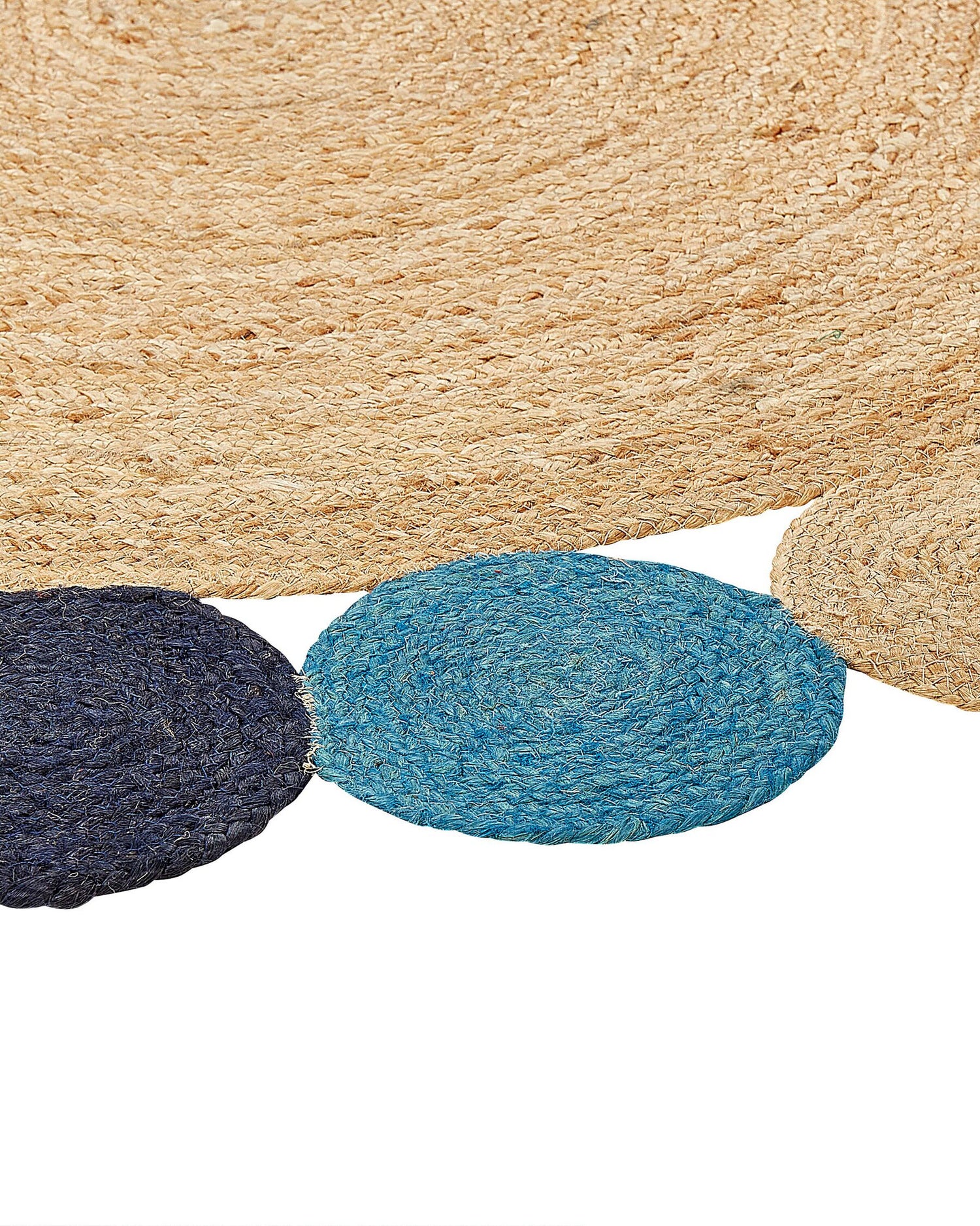 Duster braided jute rug navy and beige — Art Avenue India
