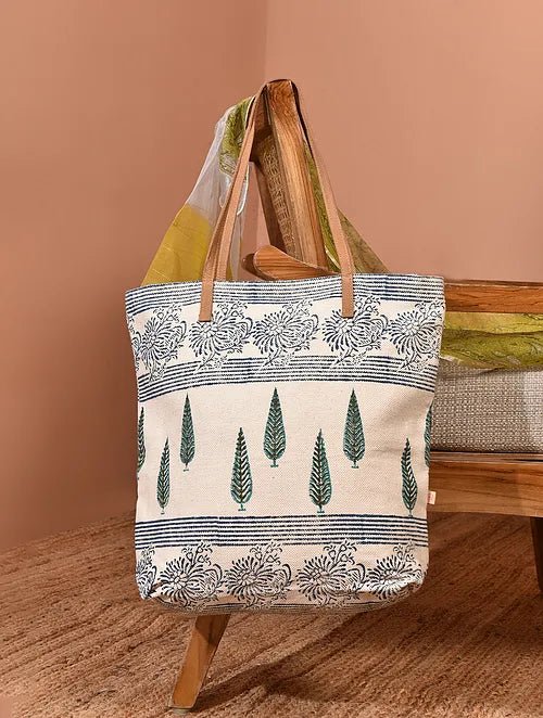 Zoic block-printed cotton tote bag — Art Avenue