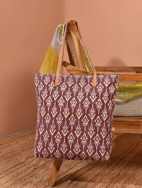 Sulphony block-printed cotton tote bag — Art Avenue