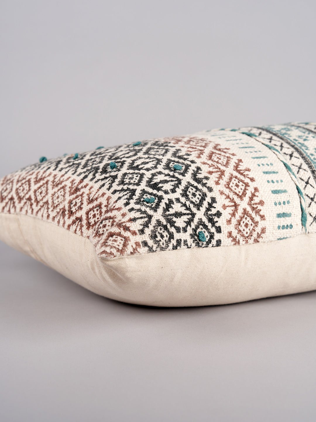 OBSIDIAN - BLOCK PRINTED LUMBAR CUSHION COVER - ART AVENUE