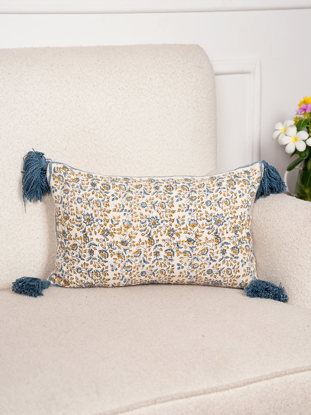 GARDEN OF JOY - BLOCK PRINTED LUMBAR CUSHION COVER - ART AVENUE