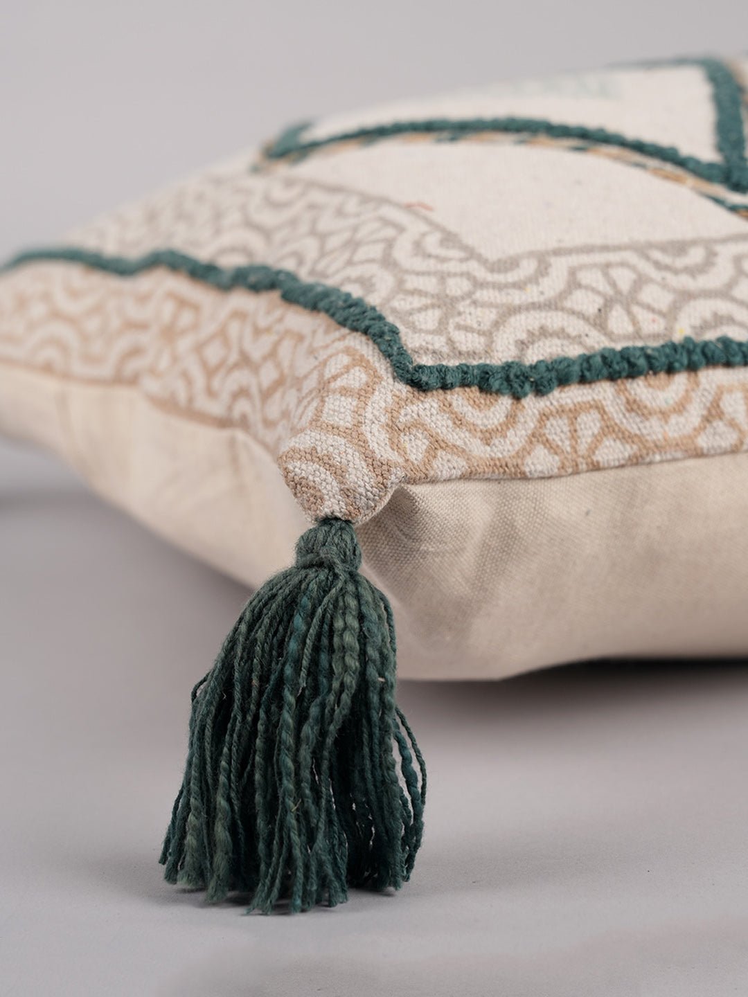 ARTFUL THREADED PATTERNS - BLOCK PRINTED LUMBAR CUHSION COVER - ART AVENUE