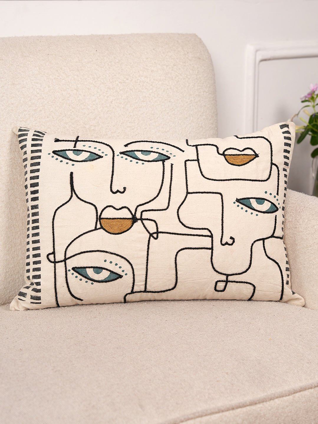 DOODLE DREAM SERENITY - BLOCK PRINTED LUMBAR CUSHION COVER - ART AVENUE