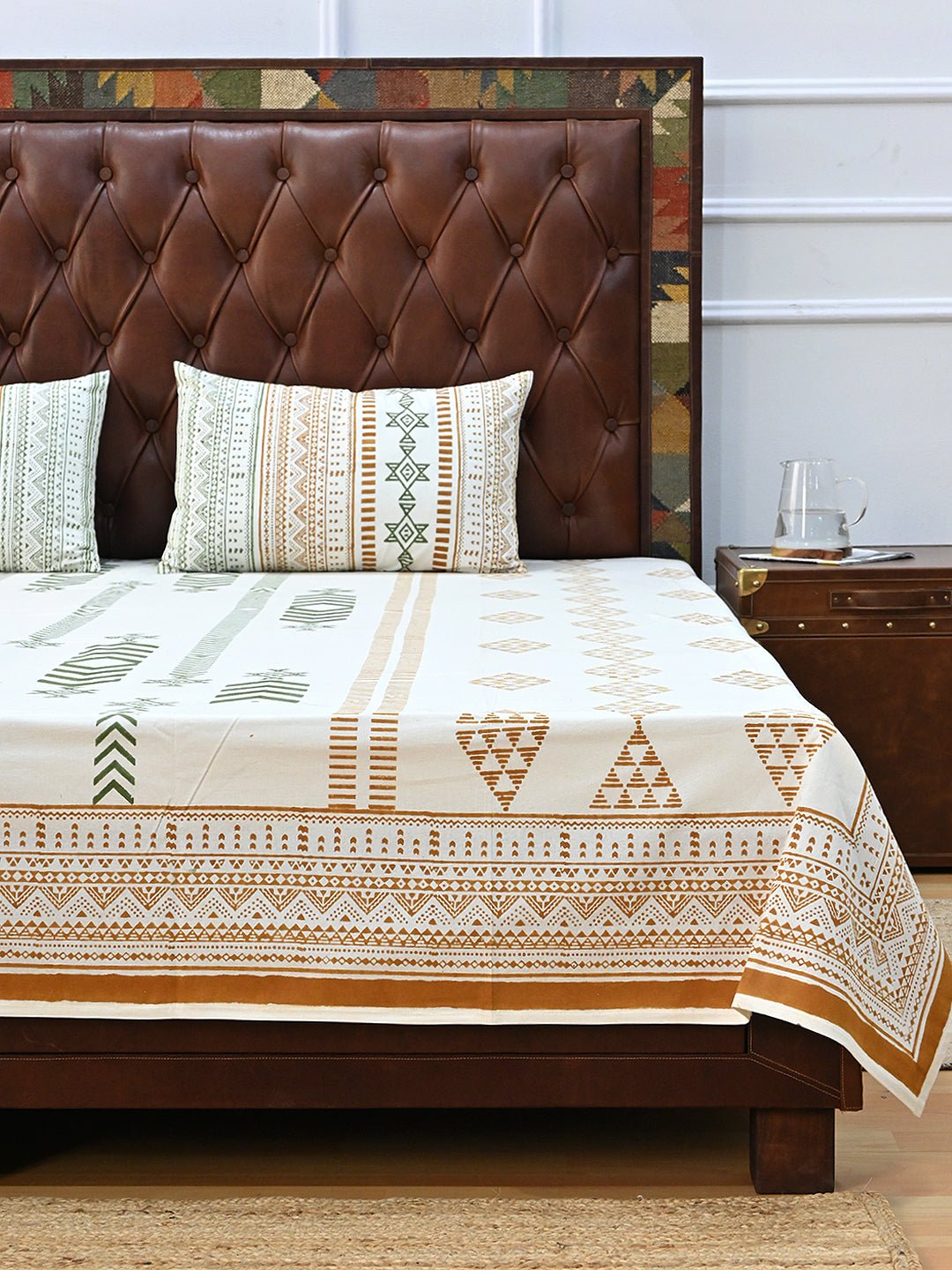 EROSEBRIDAL COTTON PRINTED DOUBLE BEDSHEET WITH PILLOW - ART AVENUE