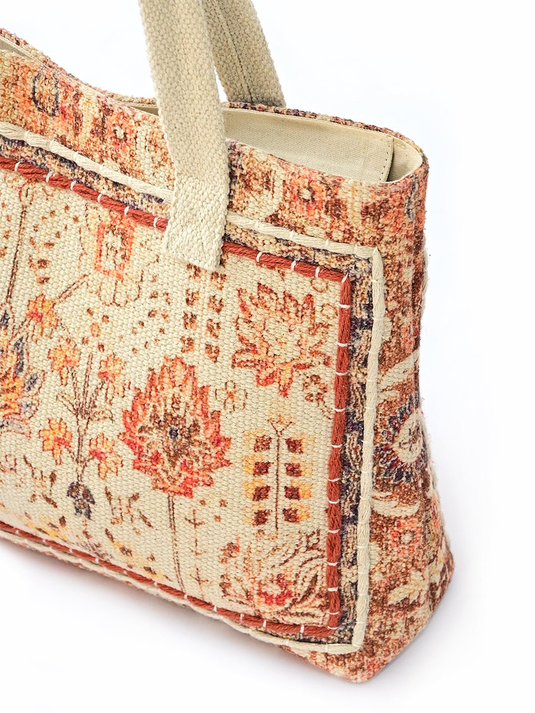 Leilani block-printed tote bag, side view — Art Avenue