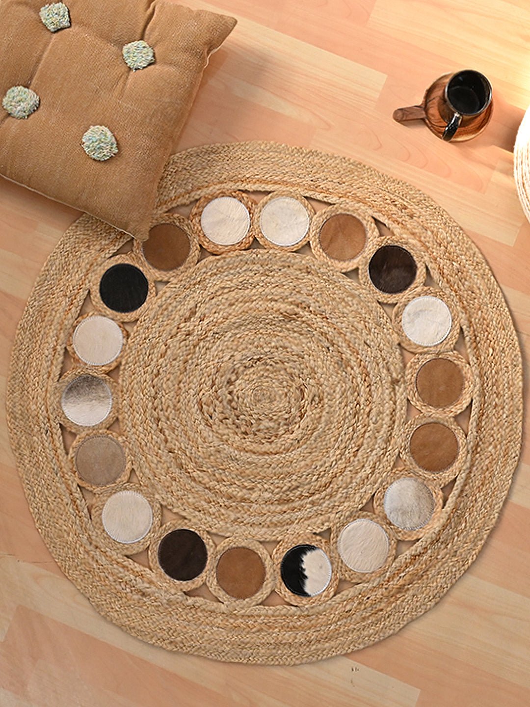 CONKLIN- ROUND JUTE BEIGE BROWN RUG - ART AVENUE