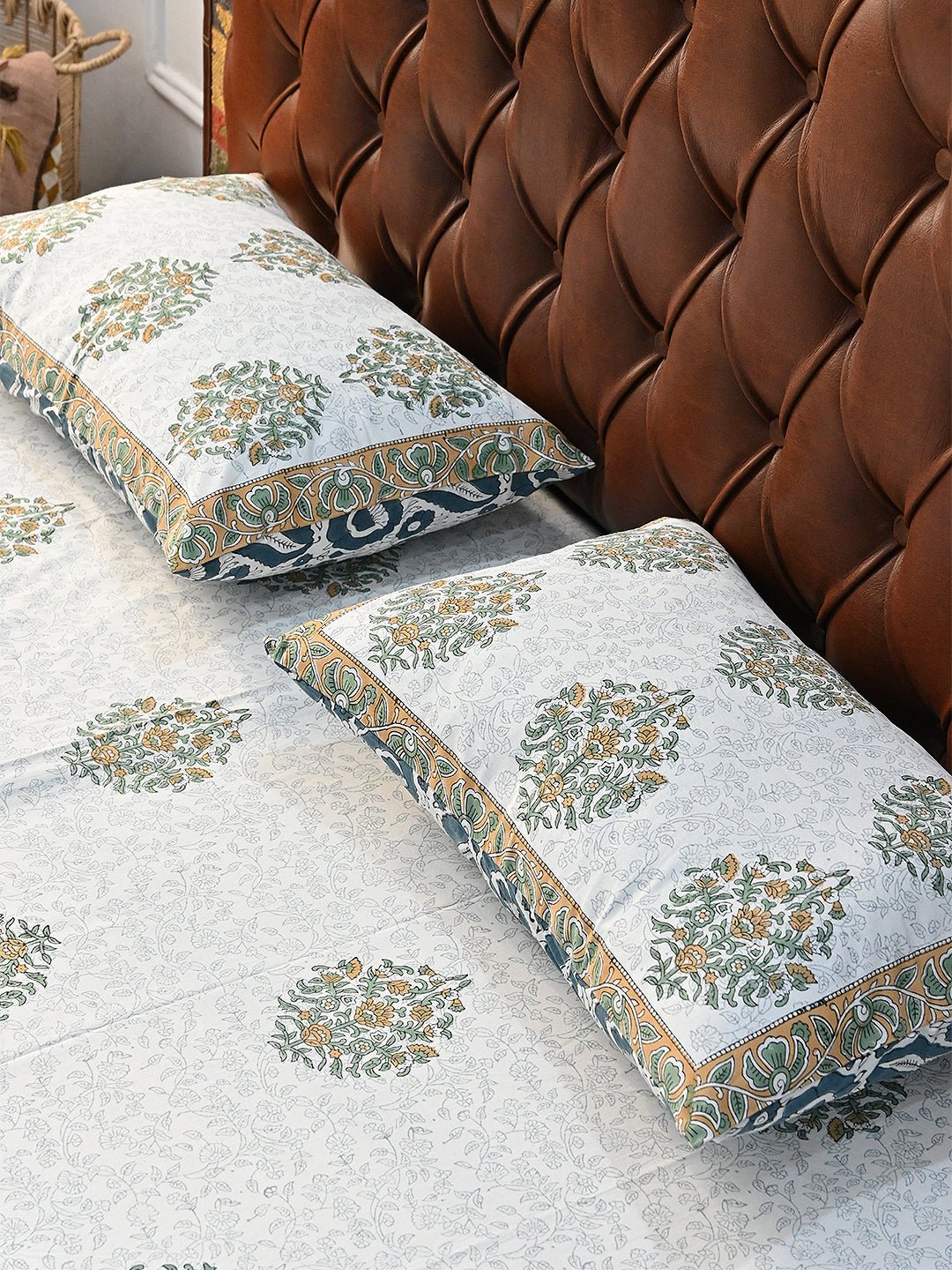 BLOSOOM COTTON PRINTED DOUBLE BEDSHEET WITH PILLOW - ART AVENUE