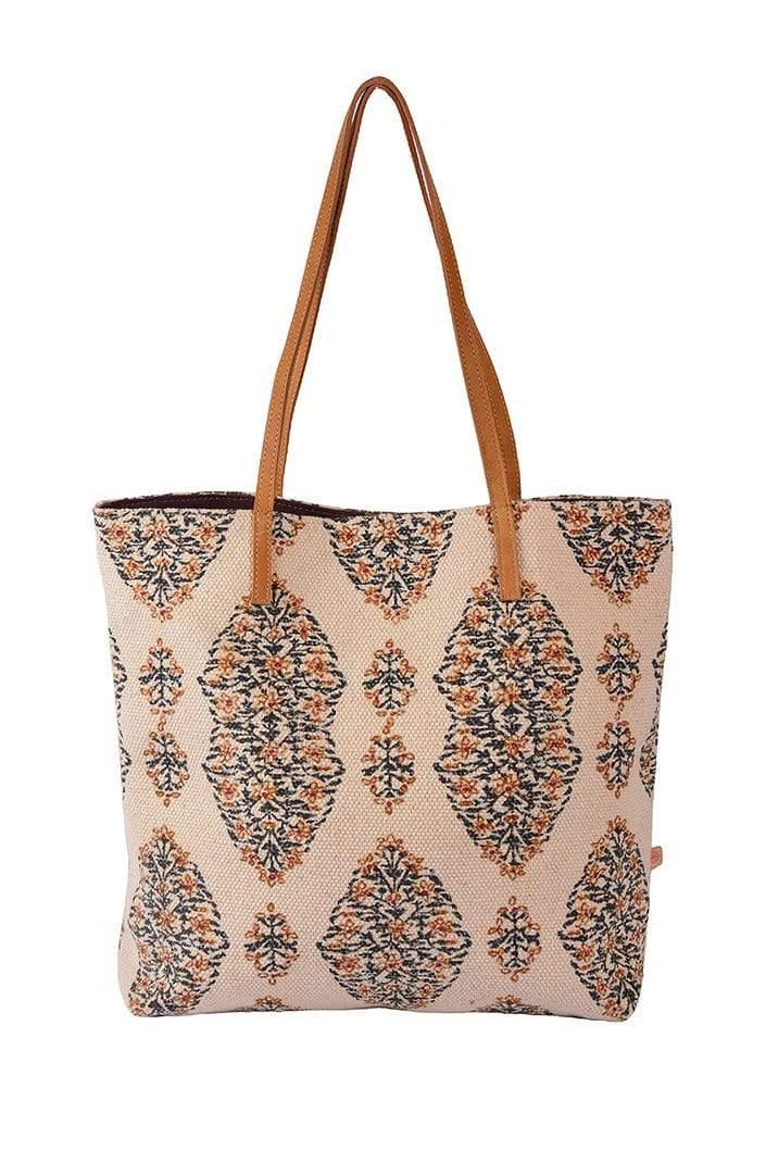 Armenia block-printed tote bag flat lay — Art Avenue