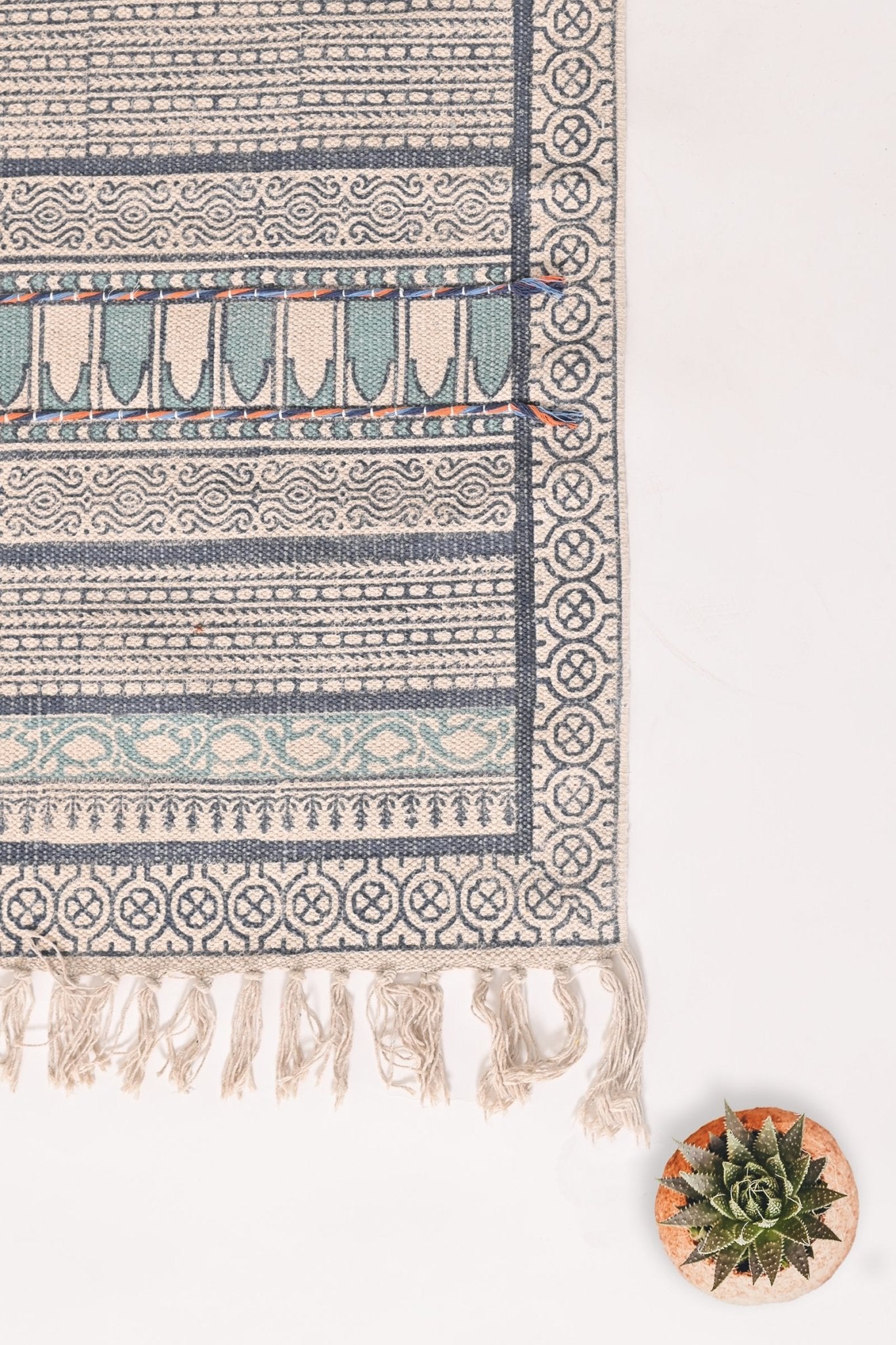 AUDREY -BLOCK PRINTED FLOOR RUNNER - BLUE - ART AVENUE