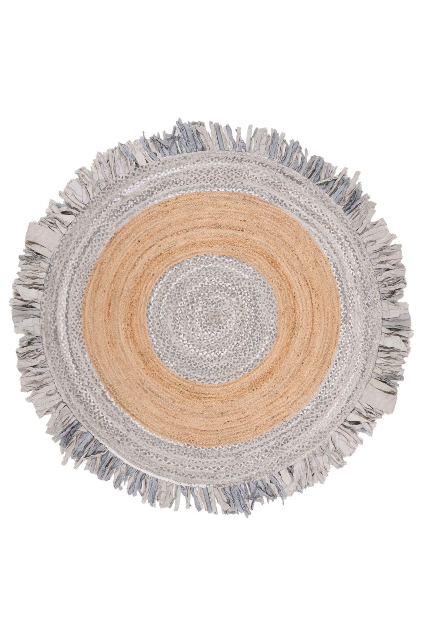 Begonia round braided jute rug — handmade in Jaipur