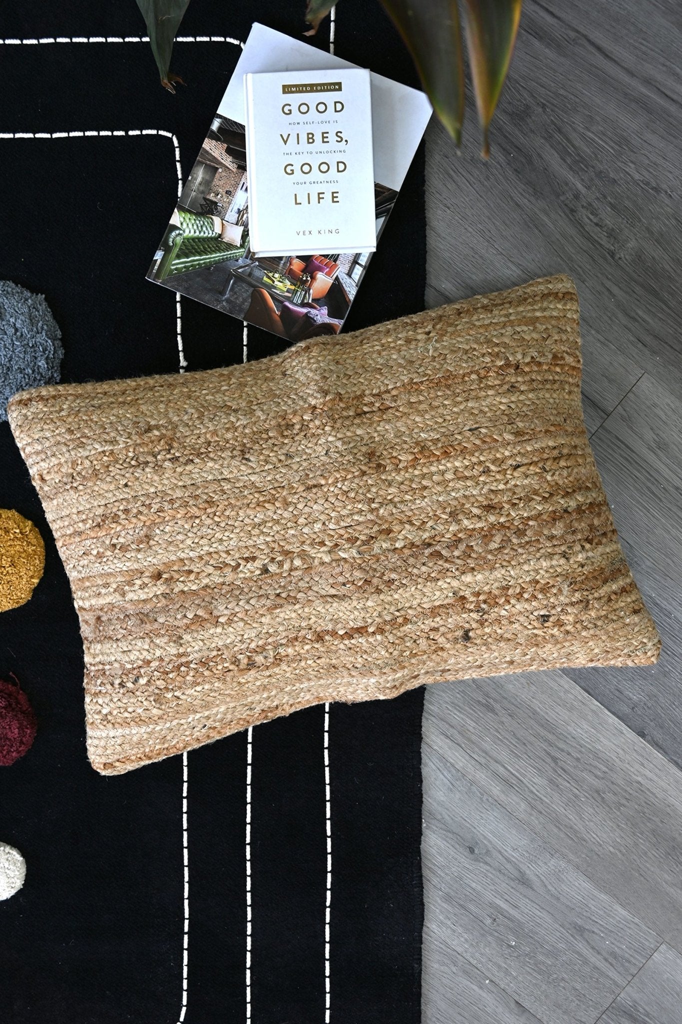 Bellary braided jute lumbar cushion cover — lifestyle, Art Avenue Jaipur