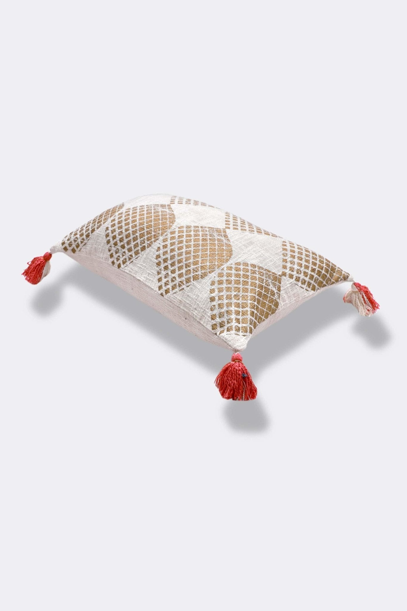 Block-printed lumbar cushion on sofa — Art Avenue