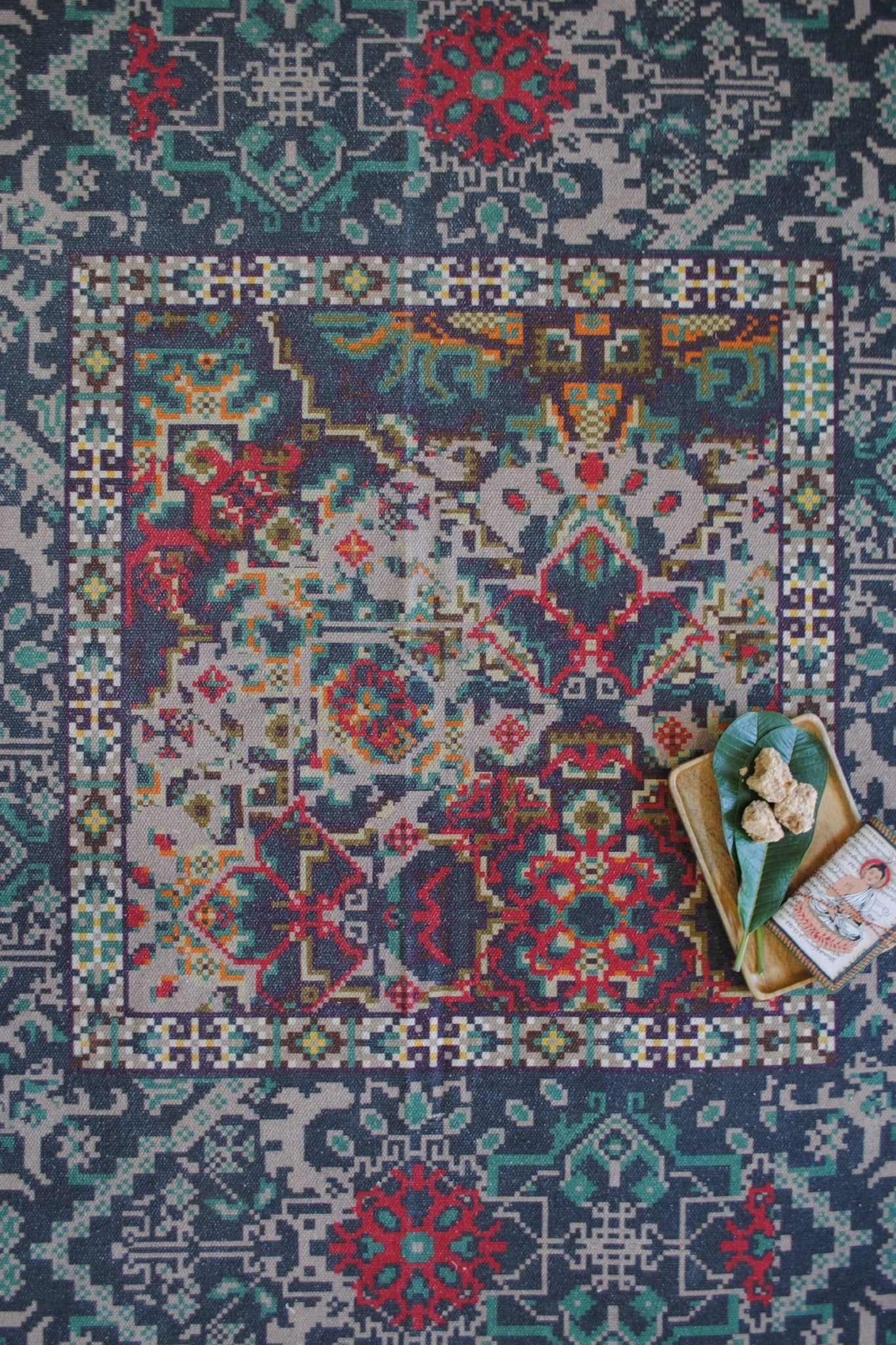 Dendrobium cotton rug pattern — Art Avenue Jaipur