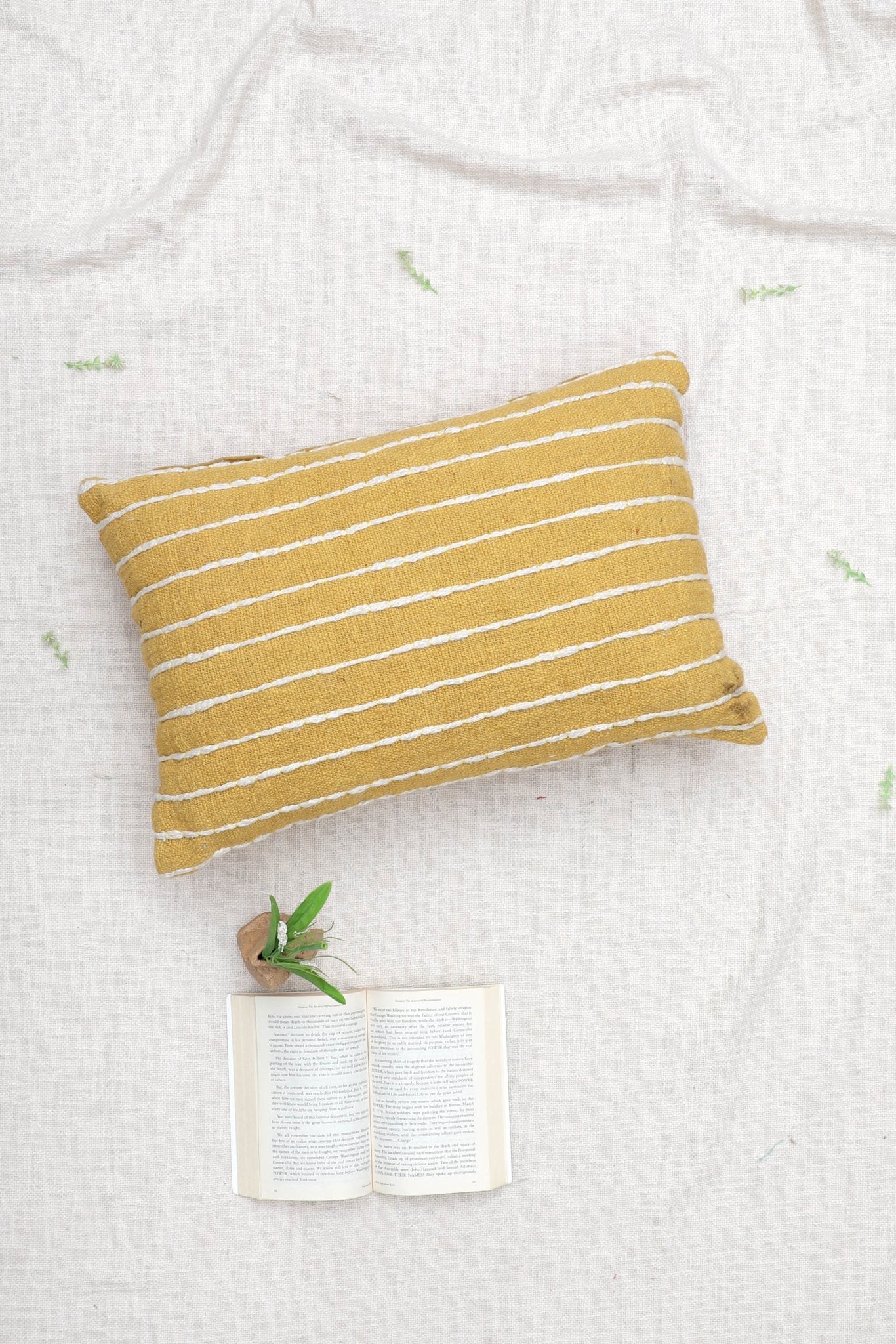Denver Dyed & Embroidered Lumbar Cushion Cover — Mustard — Art Avenue