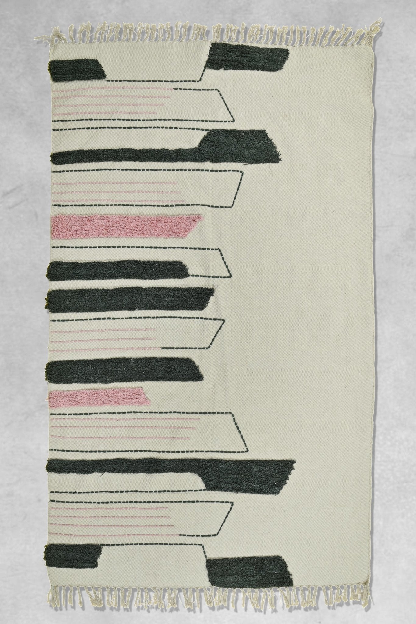 Gulmohar hand-embroidered cotton rug — handmade in Jaipur