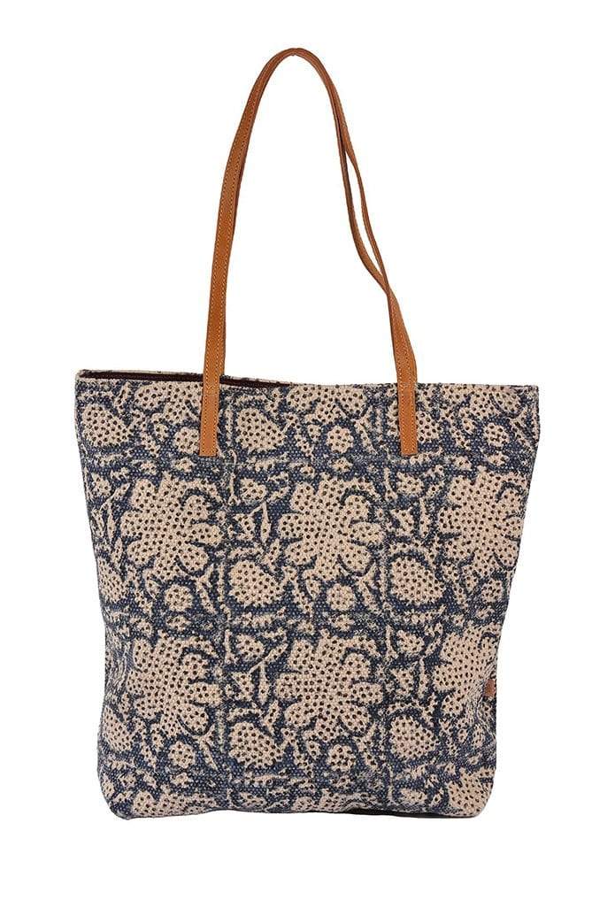 Hamite block-printed tote bag, side view — Art Avenue