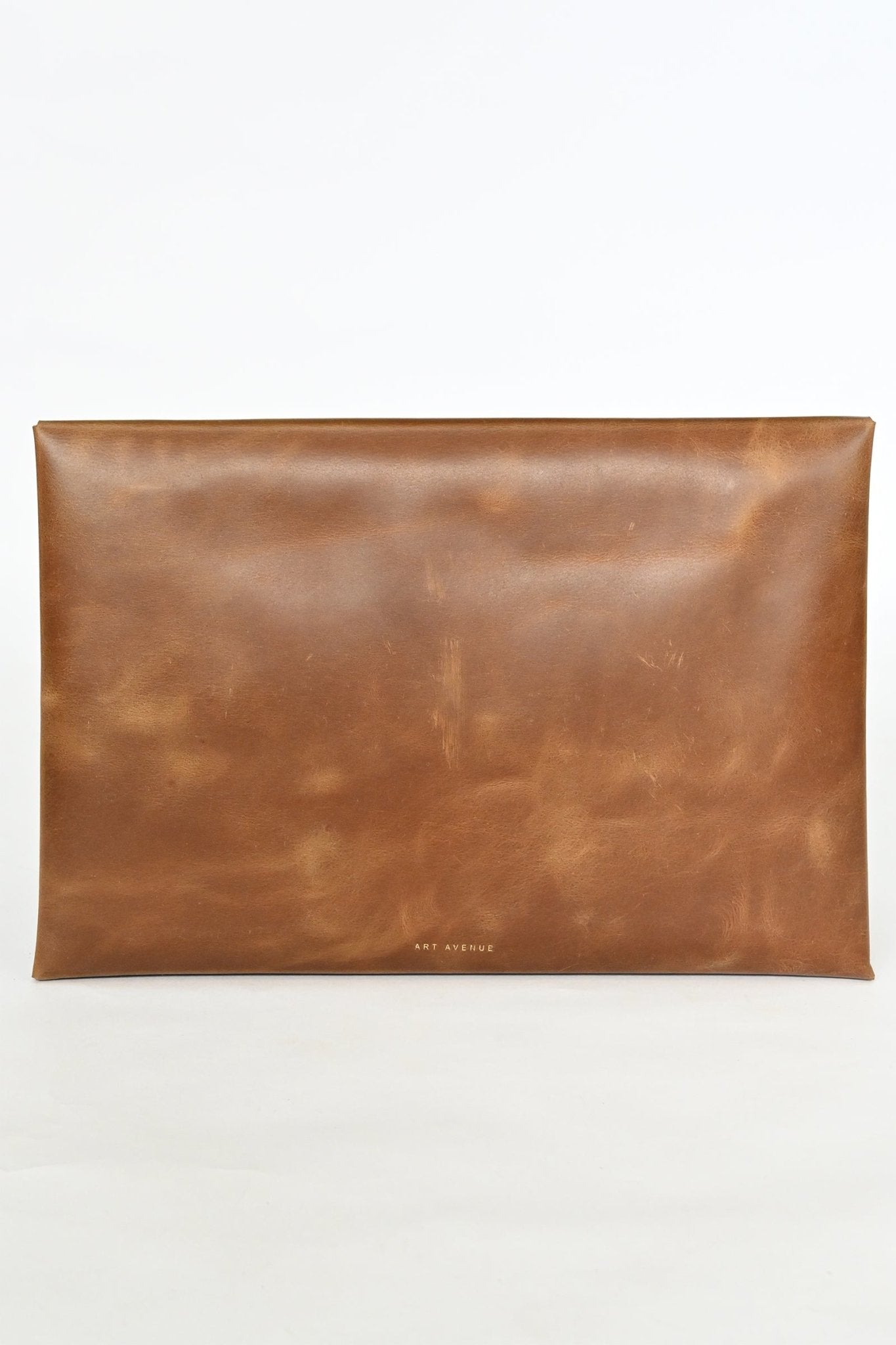 Harvey leather laptop sleeve alternate angle — Art Avenue