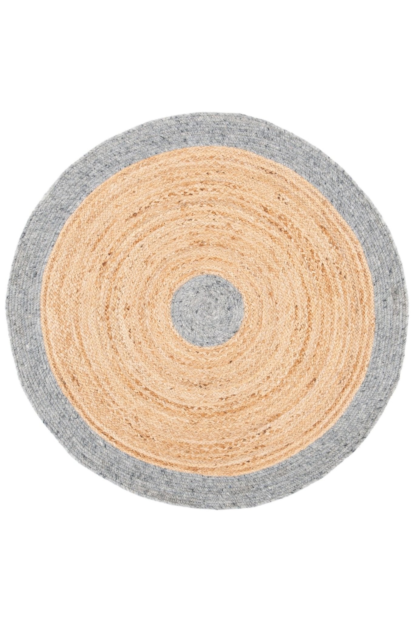 Isle round braided jute rug — handmade in Jaipur
