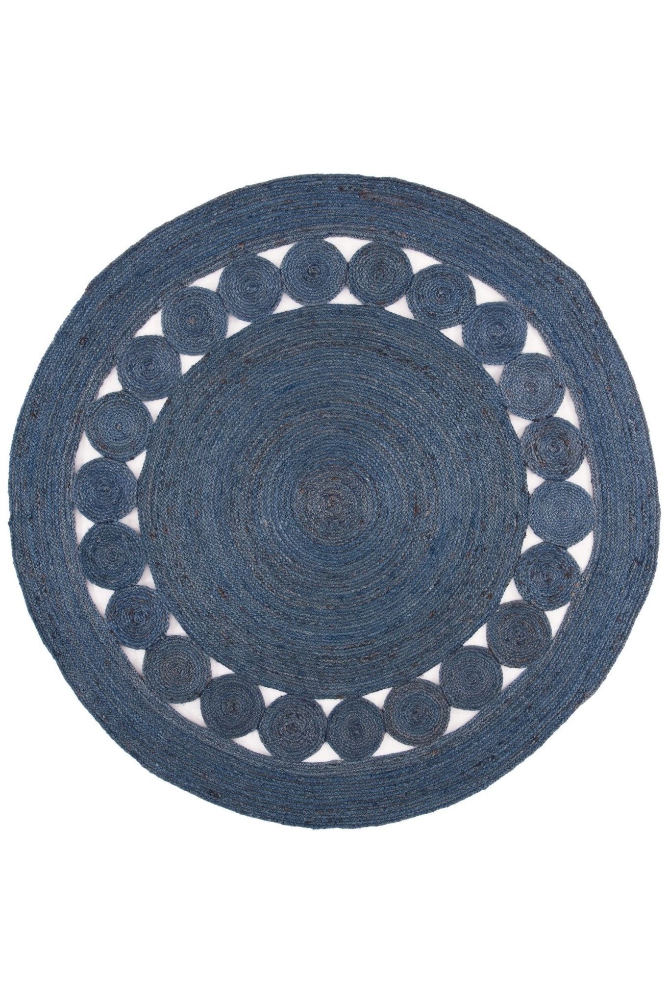 Mimosa round jute rug room setting — Art Avenue India